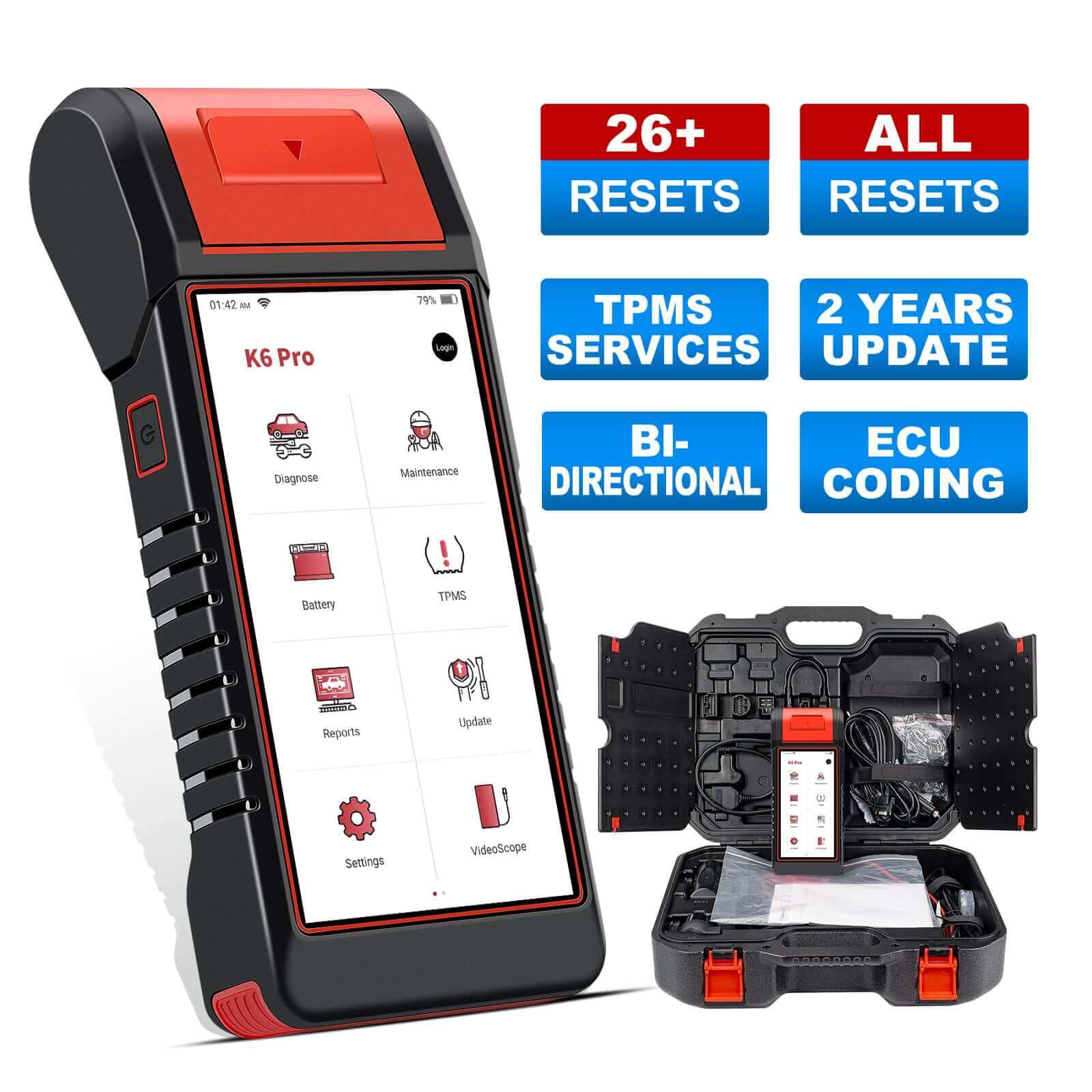 KINGBOLEN® K6 PRO All Systems Battery Tester TPMS Printer Diagnostic Scanner with 2 Years Free update K7 upgrate version