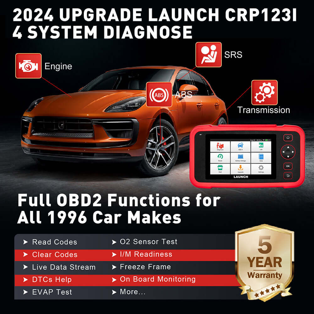 2025 LAUNCH CRP129I V2.0 Elite OBD2 Scanner – FCA AutoAuth, Engine/ABS/SRS/Transmission Code Reader with 12 Resets & Injector Coding, Lifetime Updates