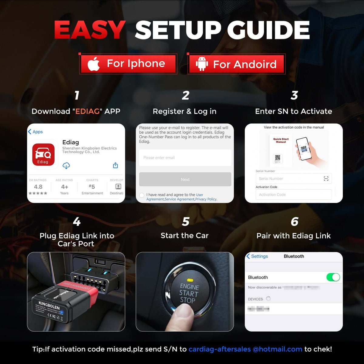 KINGBOLEN Ediag Link:All-System Diagnostic Tool with Bi-Directional Control & CAN FD/FCA Support