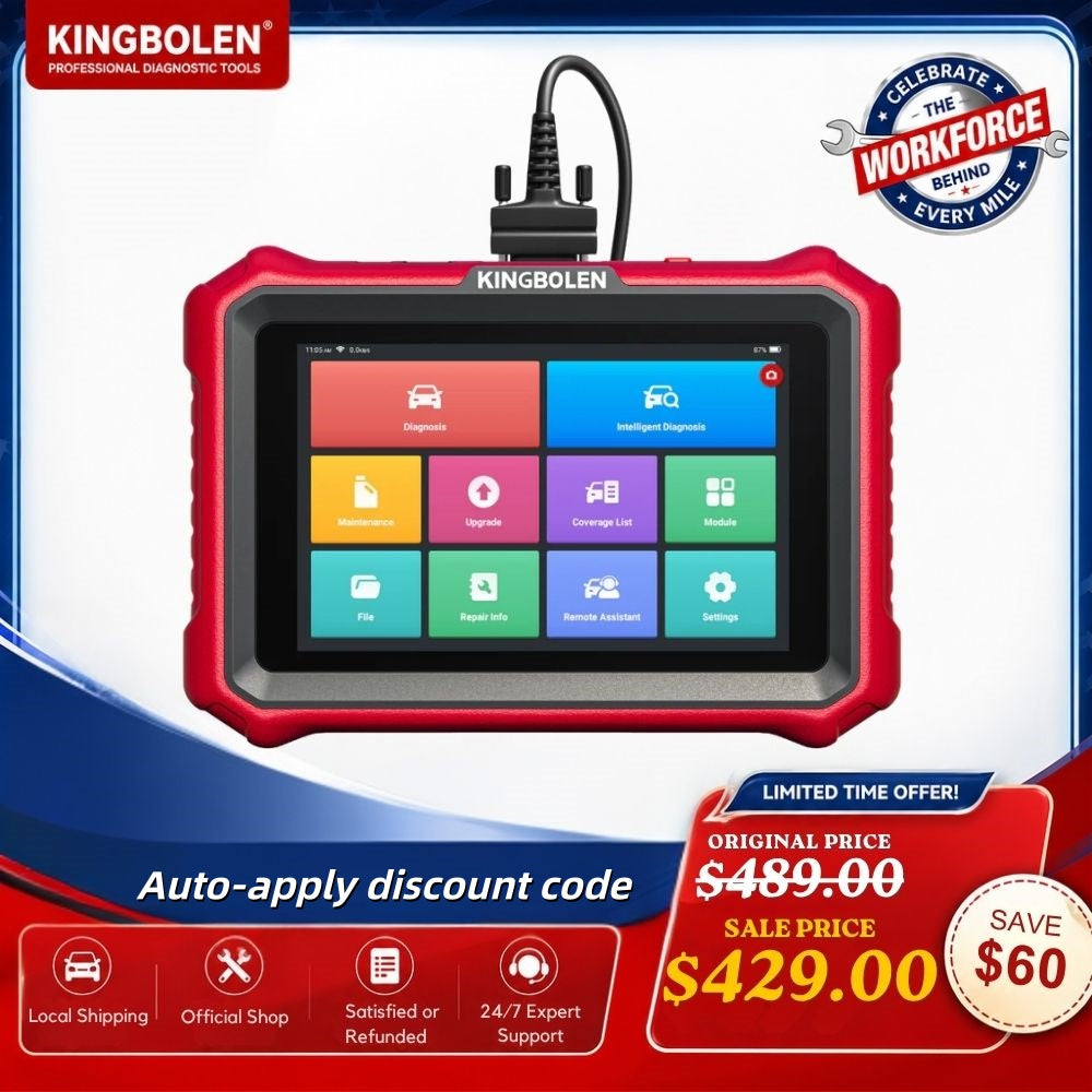 KINGBOLEN K8 Elite OBD2 Scanner Wired Version, Lifetime Free Updates, 8" Diagnostic Tool, ECU Coding, Bi-Directional Control, 34+ Reset Functions, CANFD & DOIP Supported, FCA AutoAuth