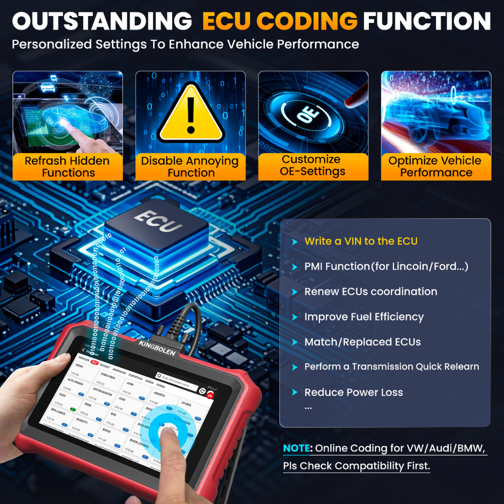 KINGBOLEN K8 Elite OBD2 Scanner with Lifetime Free Updates, 8" Wireless Diagnostic Tool, ECU Coding, Bi-Directional, 34+ Reset, CANFD, DOIP, FCA AutoAuth