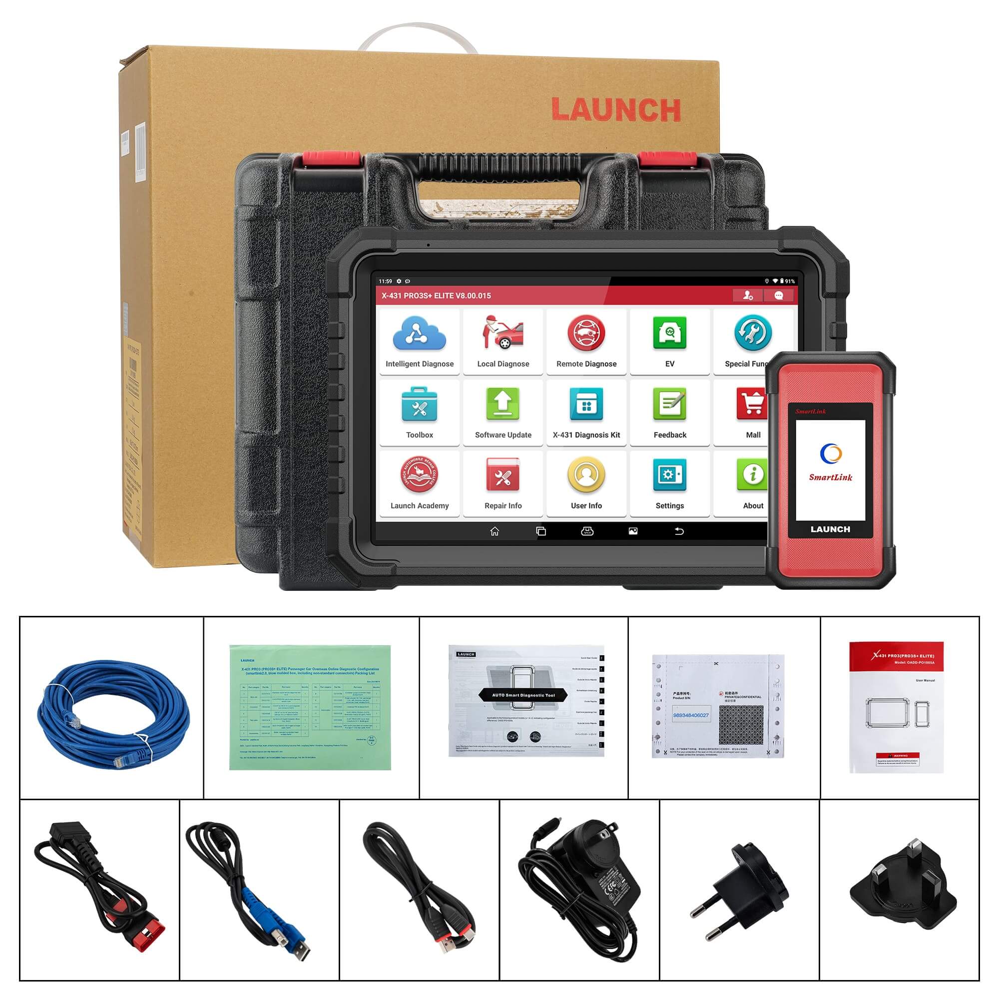 LAUNCH 2025 X431 PRO3S+ Elite SmartlinkC 2.0 Car & HD Truck Bi-Directional and ECU Coding Diagnostic Scan Tool with J2534 Coding,Topology Map