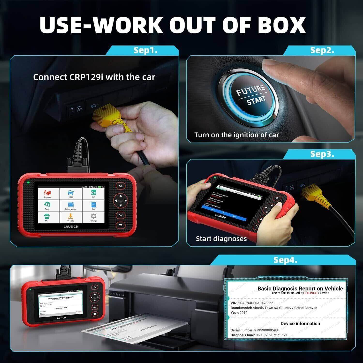 2025 Launch CRP129i OBD2 Car Scanner Engine ABS SRS SAS TPMS EPB Diagnostic Tool