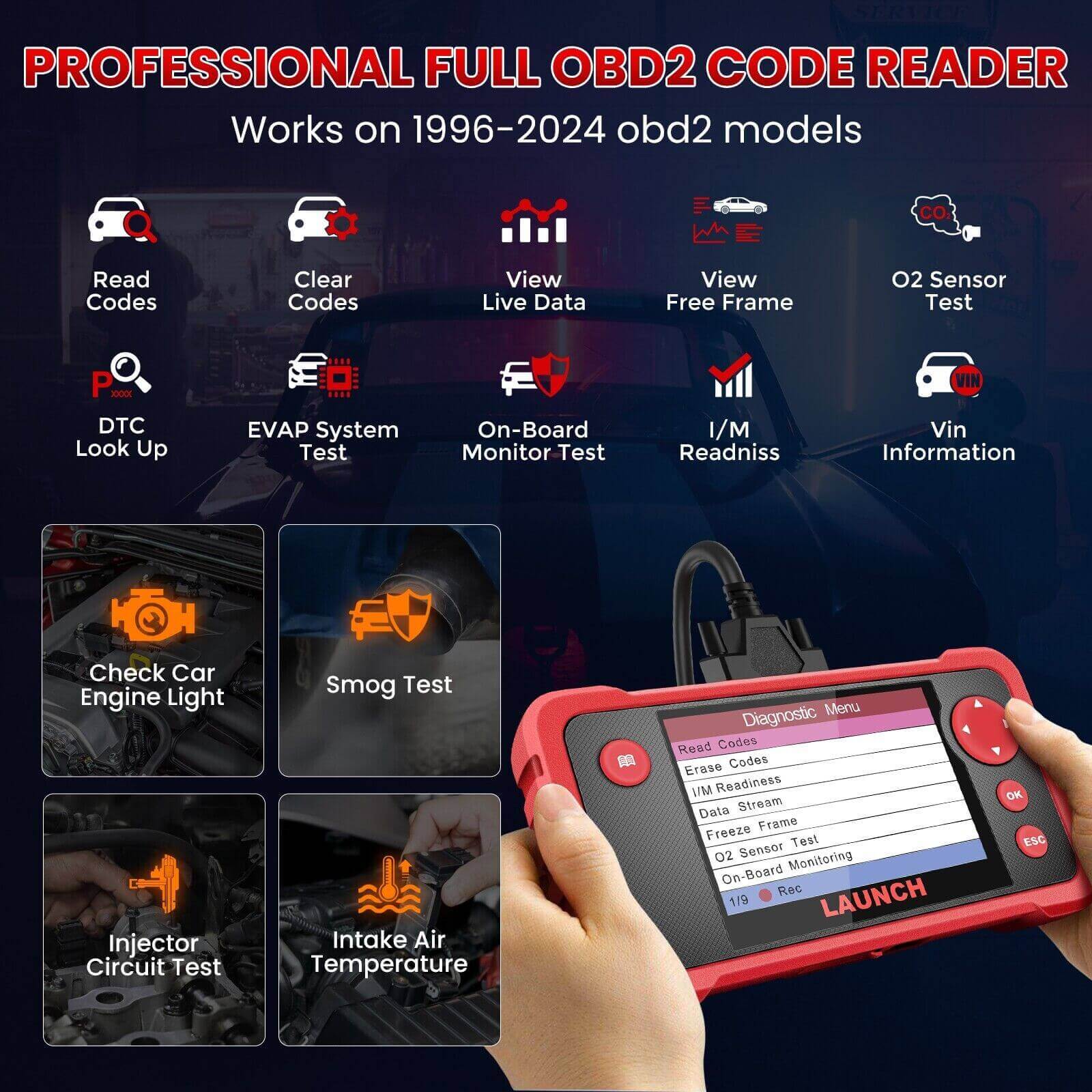 2025 LAUNCH CRP123 V2.0 Elite OBD2 Scanner – Engine/ABS/SRS/Transmission Diagnostic Tool, Airbag Code Reader with 3 Reset Functions: Oil, Throttle Relearn, SAS, Lifetime Free Updates