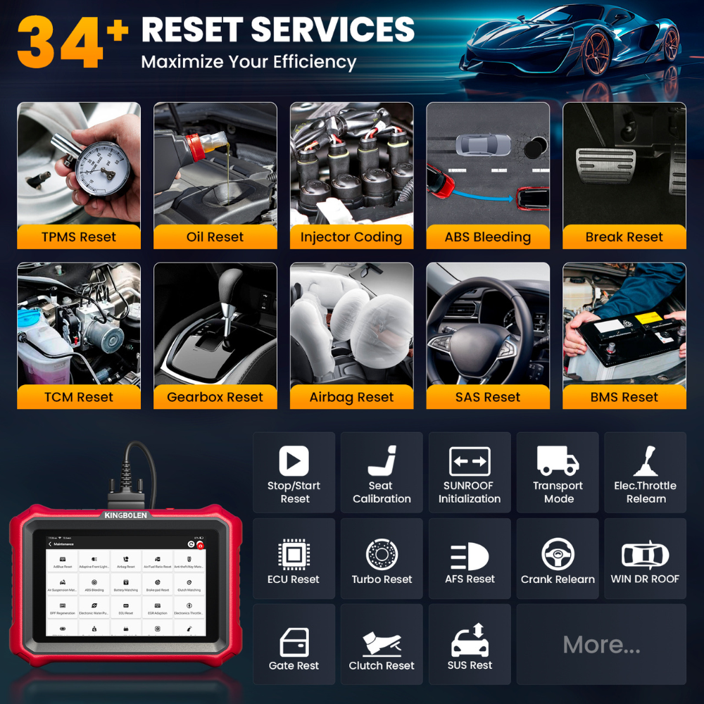 KINGBOLEN K8 Elite OBD2 Scanner with Lifetime Free Updates, 8" Wireless Diagnostic Tool, ECU Coding, Bi-Directional, 34+ Reset, CANFD, DOIP, FCA AutoAuth
