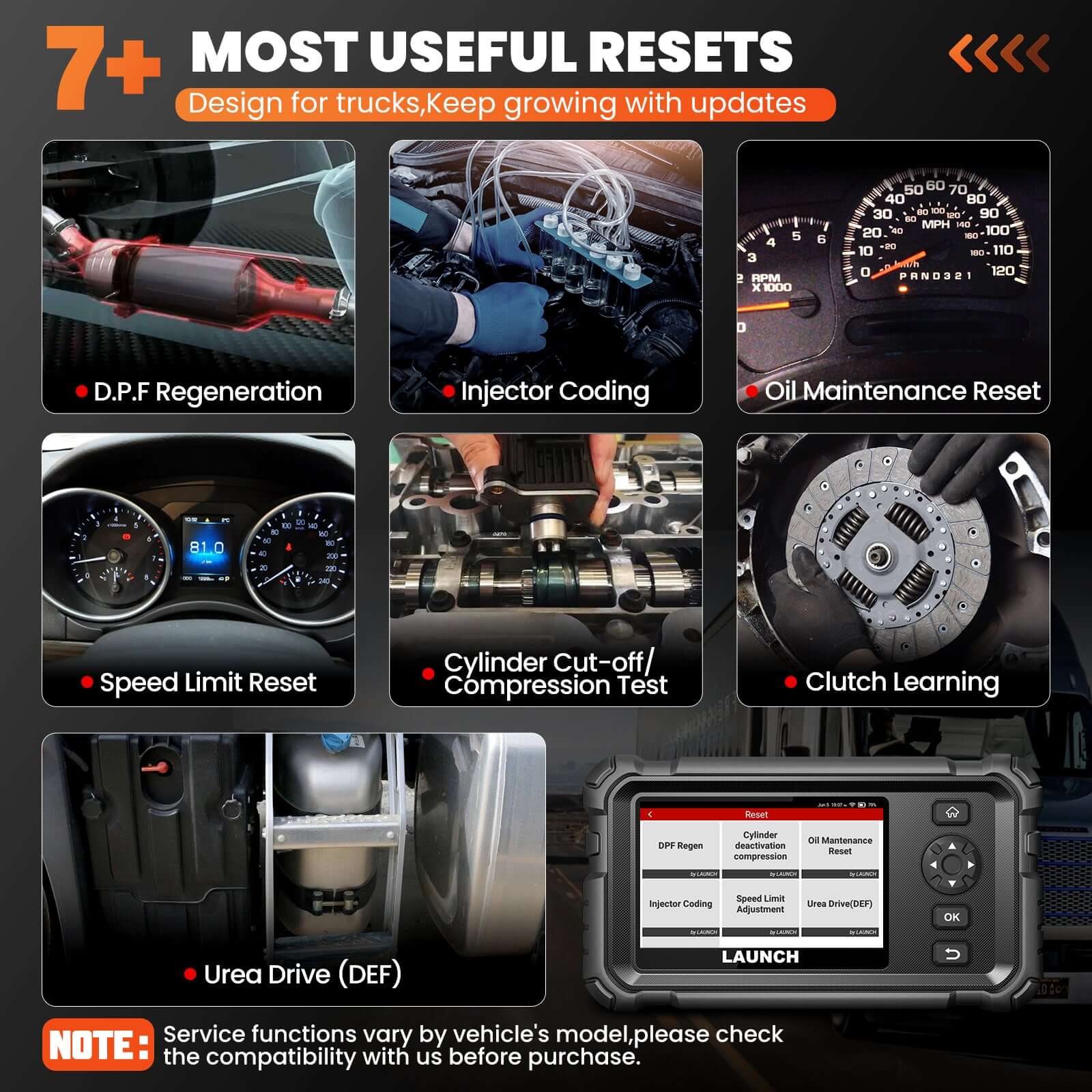 LAUNCH CRP129 HD Elite Heavy Duty Truck Full System Scanner with 7 Resets