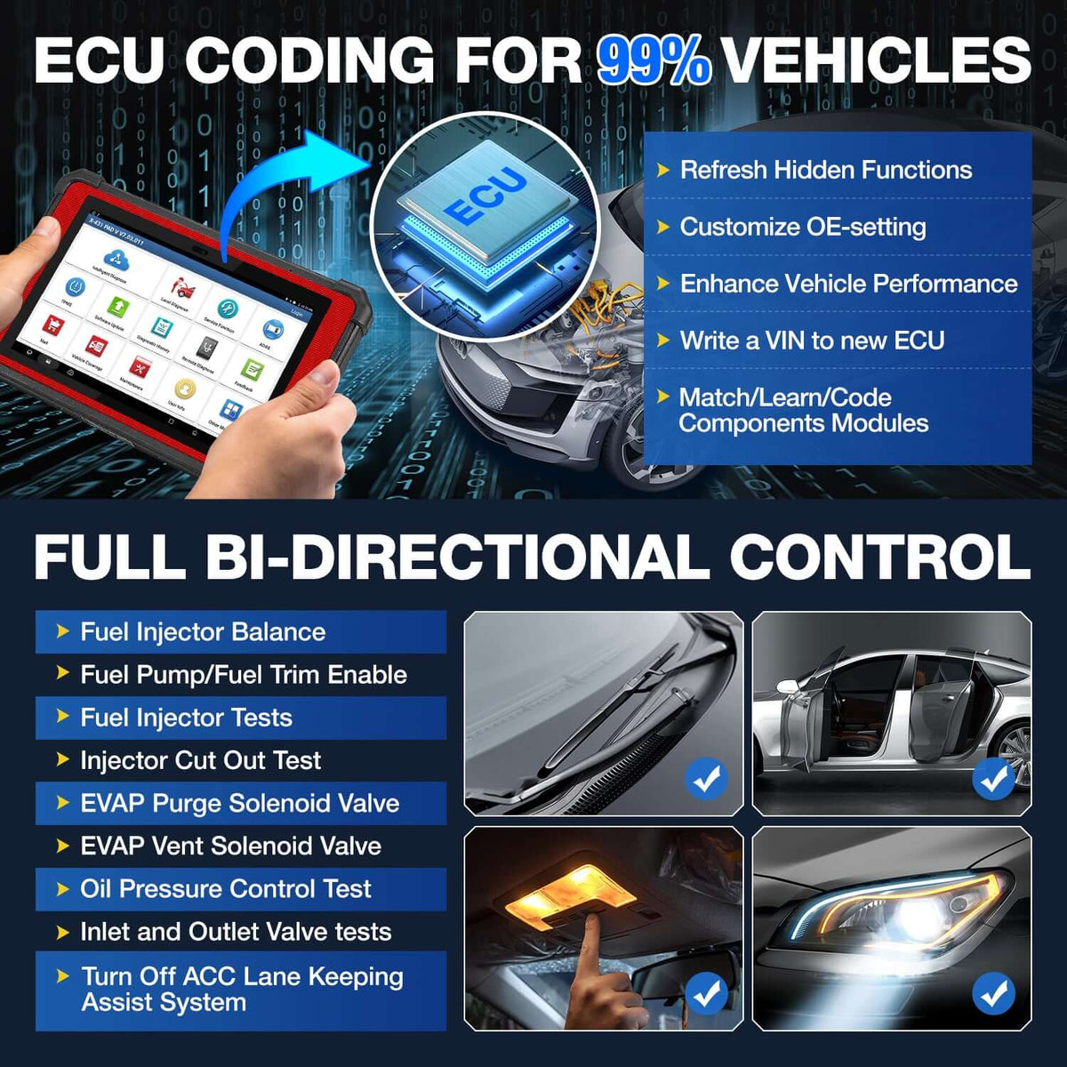 Launch X431 PAD V 2026 – Full System Diagnostic Scanner with Bi-Directional Control, J2534/D-PDU/RP1210, CAN FD & DOIP Support, ECU Coding, Topology Mapping – Compatible with Heavy-Duty Trucks & EVs, 60+ Reset Functions