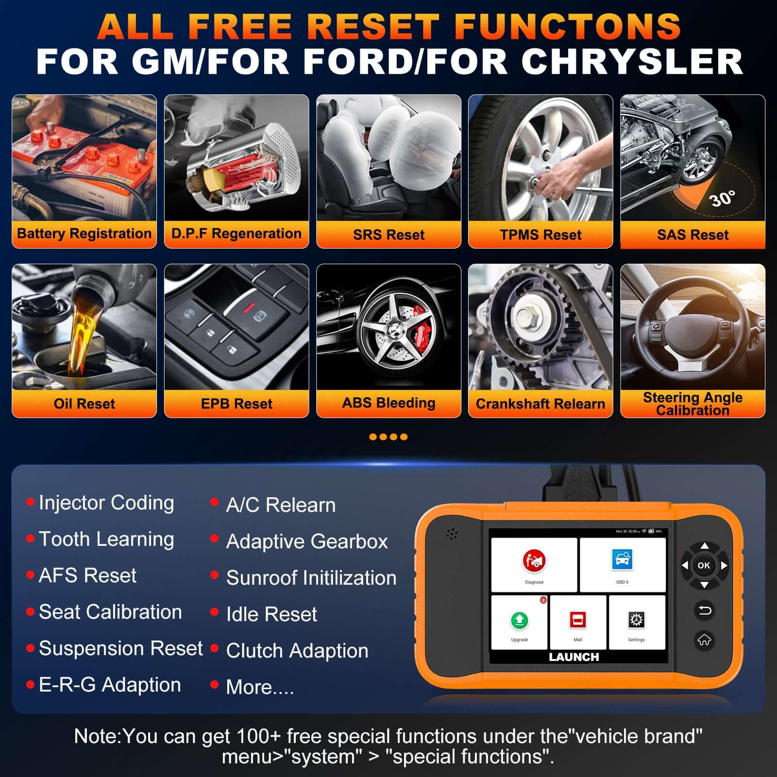 2025 LAUNCH X431 Creader Elite V2.0 for Ford/GM/Chrysler Diagnostic Scanner Bi Directional Scan Tool FGC Code Reader