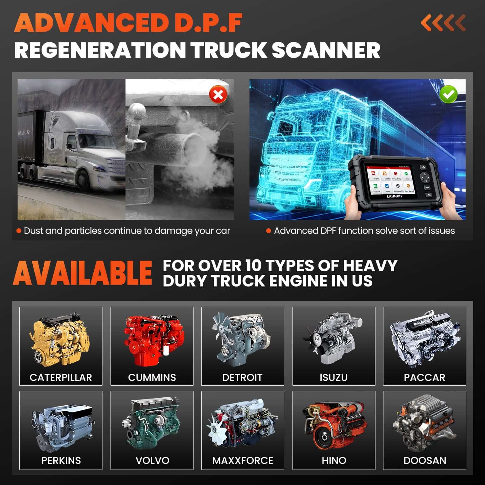 LAUNCH CRP129 HD Elite Heavy Duty Truck Full System Scanner with 7 Resets