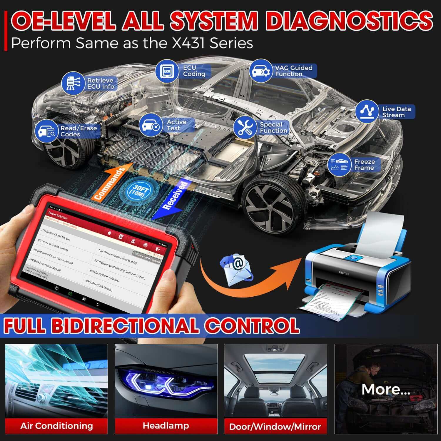 LAUNCH® X431 CRP919EBT Wireless CAN-FD OBD2 Sanner with Bi-directional ECU Coding Functions