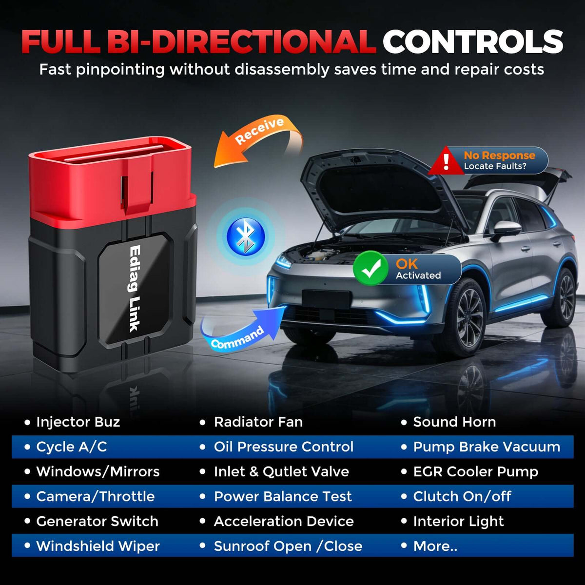 KINGBOLEN Ediag Link:All-System Diagnostic Tool with Bi-Directional Control & CAN FD/FCA Support