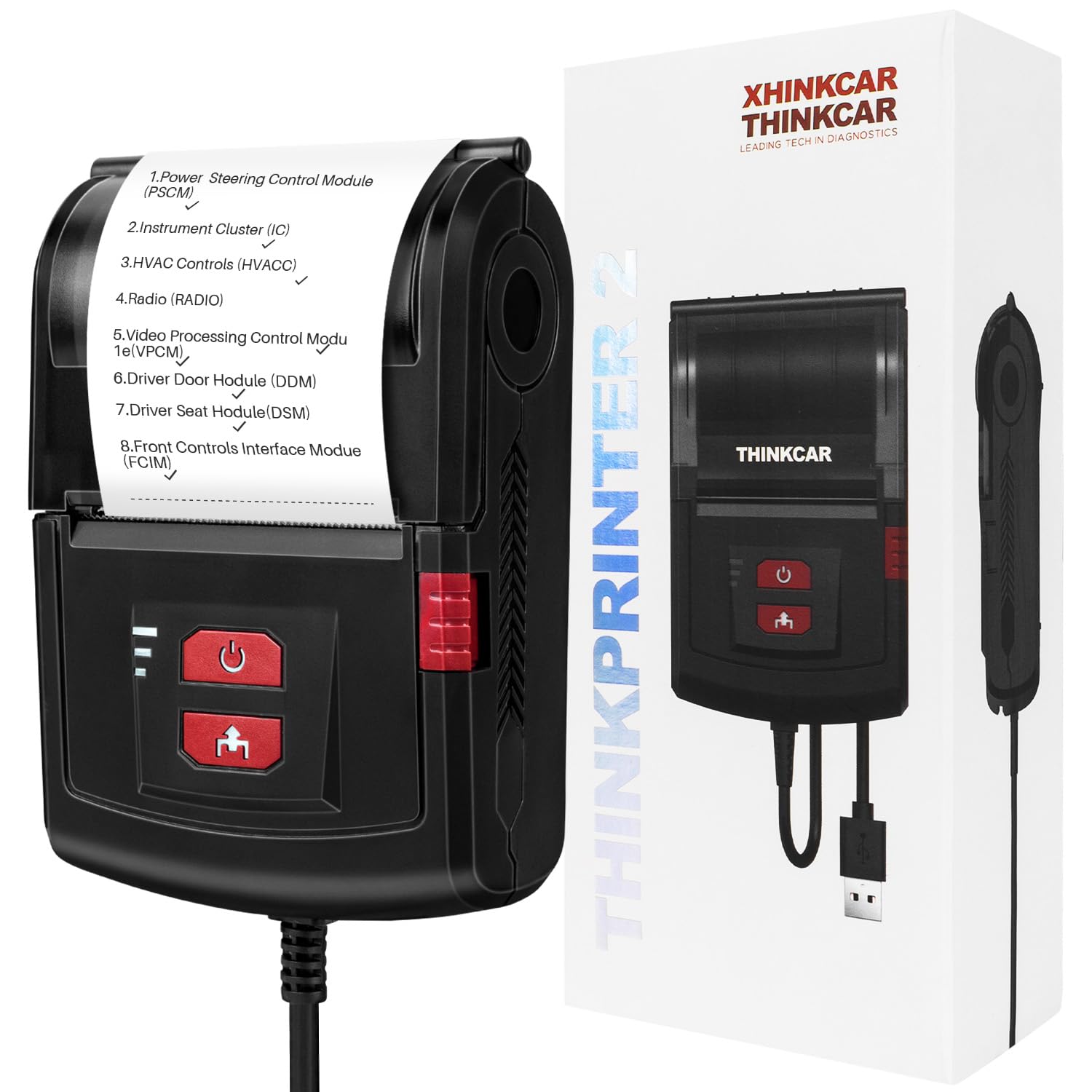 Thinkcar USB Printer for Thinktool & Kingbolen Tablet OBD2 Scanner – Plug and Play Diagnostic Report Printer with 1 Roll of Paper
