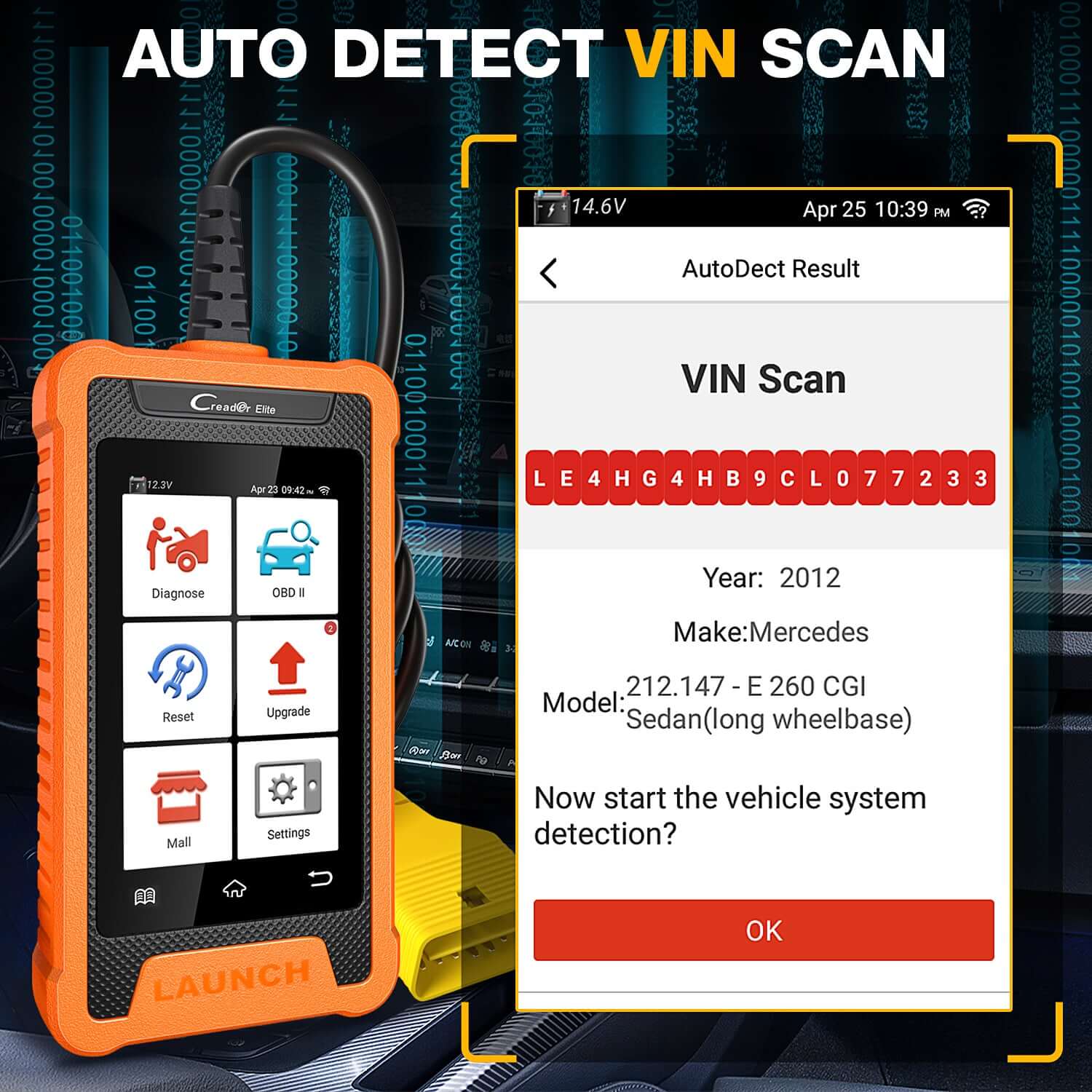 LAUNCH X431 Creader Elite for Mercedes Benz Bi directional Diagnostic Tool Full System OBD2 Code Reader(Support Mercedes-Benz, Maybach, SPRINTER)