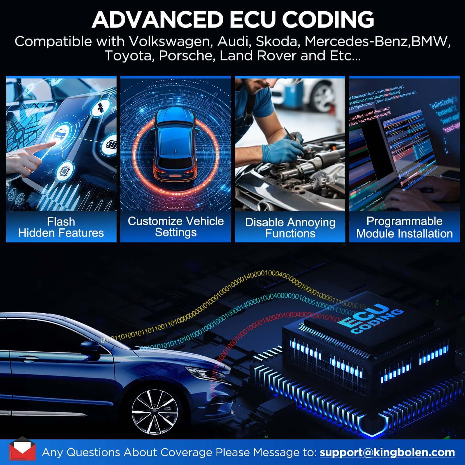 2025 Kingbolen K10 Elite CANFD&Doip Obd2 Scanner 40+ Resets All System Car Diagnostic Tools With ECU Coding Active Test Guide Function