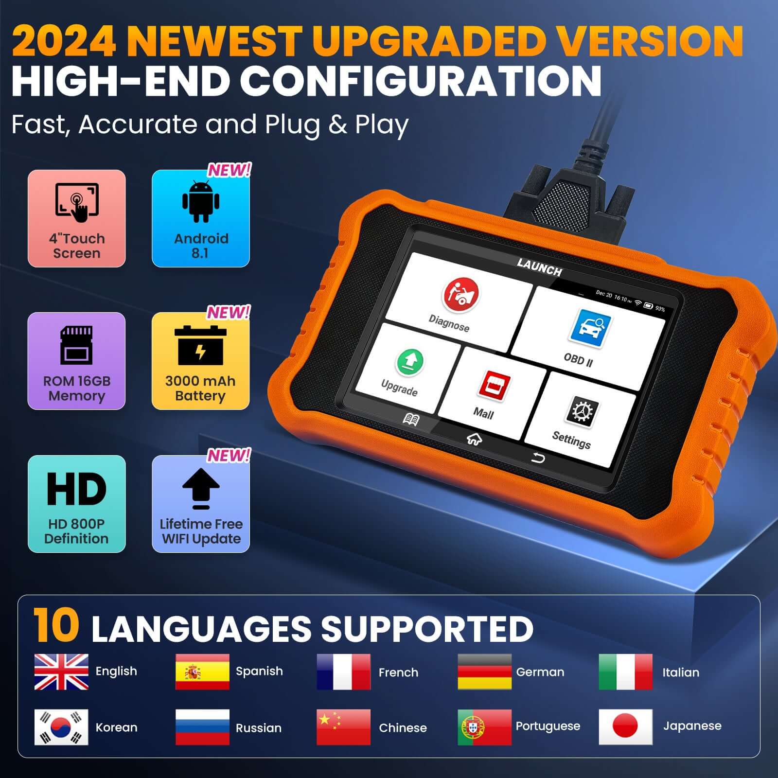LAUNCH X431 Creader Elite 2.0 For AUDI OBD2 Scanner Bi Directional Diagnostic Tool SRS DPF Oil Reset Code Reader(Support Volkswagen, Audi, Bentley, Skoda, Bugatti, Lamborghini, Seat)