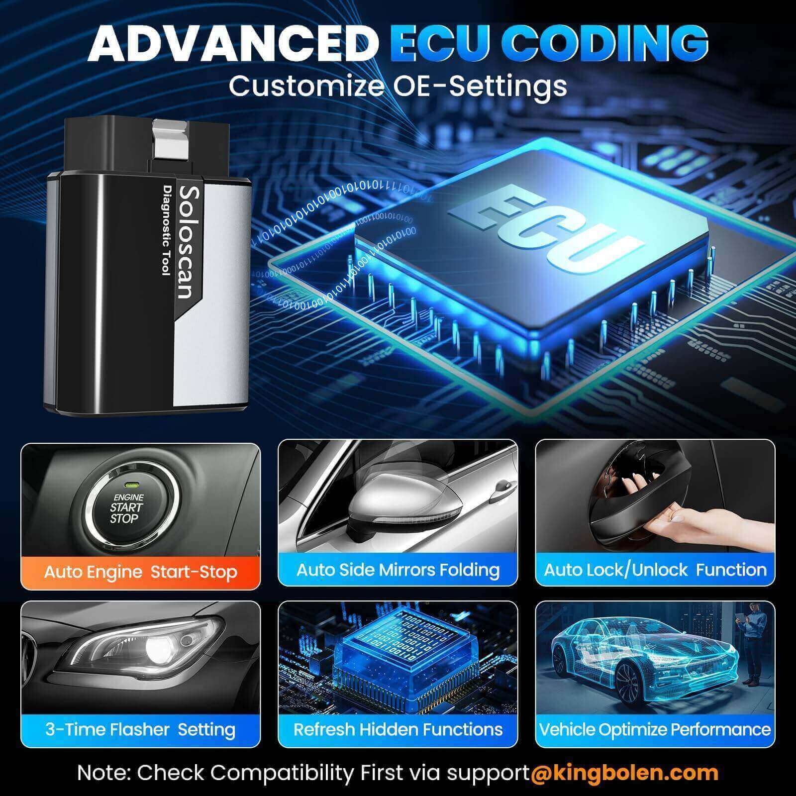 KINGBOLEN SOLOSCAN OBD2 Bluetooth Scanner for Land Rover & Jaguar– Lifetime Free Updates, Bi-Directional Control, ECU Coding & Full System Diagnostics