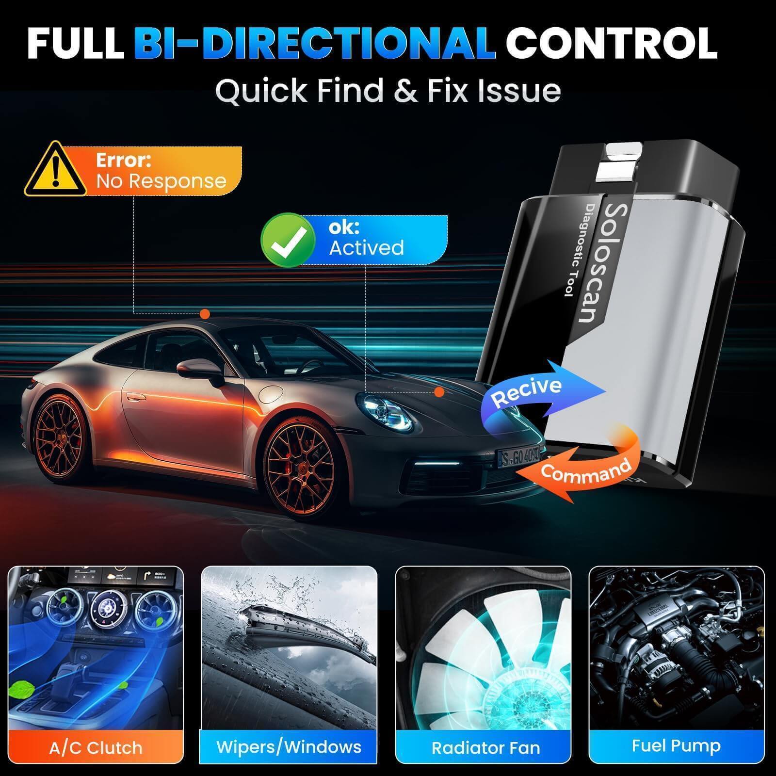 KINGBOLEN SOLOSCAN OBD2 Bluetooth Scanner for Land Rover & Jaguar– Lifetime Free Updates, Bi-Directional Control, ECU Coding & Full System Diagnostics