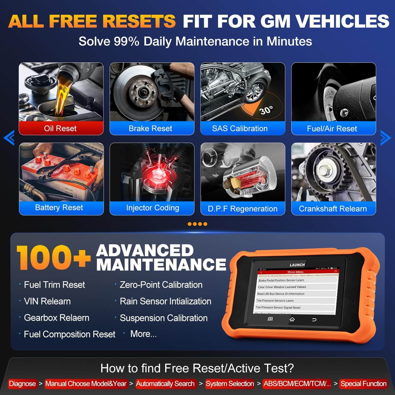 LAUNCH X431 Creader Elite 2.0 For GM OBD2 Scanner Bi Directional Scan Tool Professional Diagnostic Code Reader(Support GM, GM Brazil, Buick, Chevrolet, China Chevrolet, Cadillac, SGM, GMC)