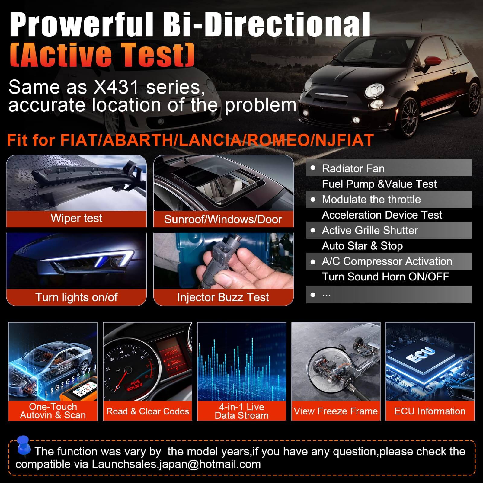 LAUNCH X431 Creader Elite 2.0 for Fiat Bi directional Diagnostic Tool (Support Fiat /Alfa Romeo)