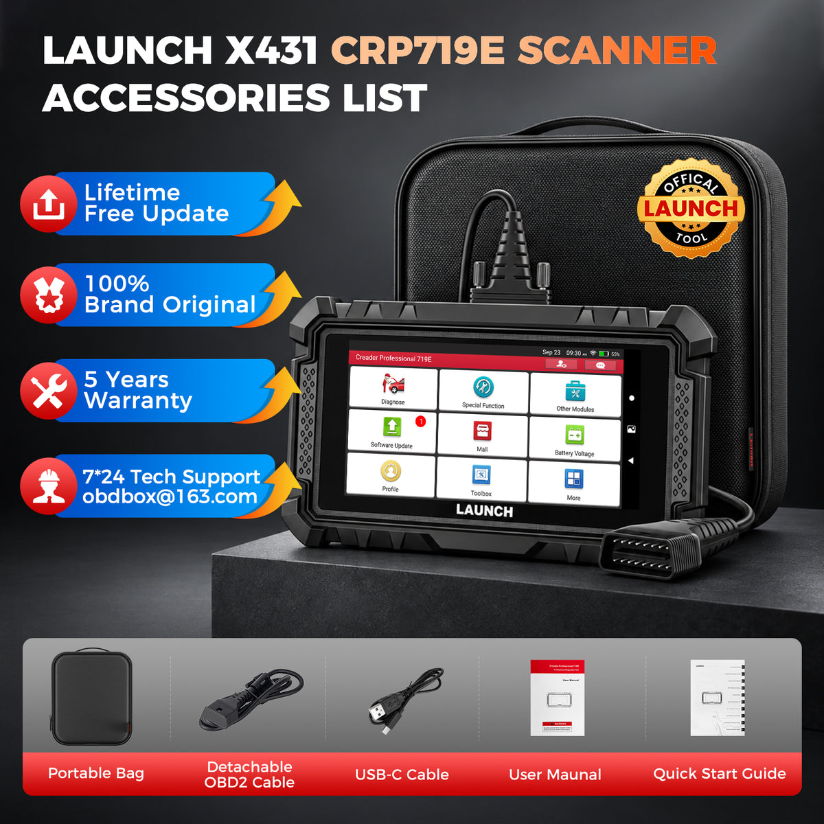 LAUNCH CRP719E Bidirectional Obd2 Scanner | Lifetime Free Updates