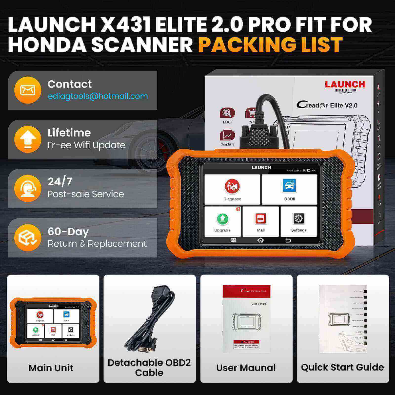 LAUNCH X431 Creader Elite 2.0 for Land Rover Bi directional Diagnostic Tool (Support Jaguar/Land Rover)