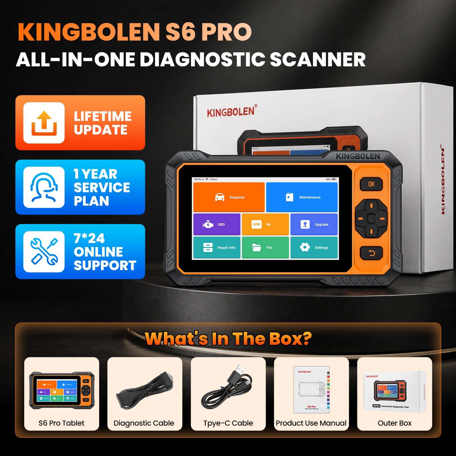 KINGBOLEN S6 Pro Bi-directional Scan Tool with 20 Resets | Lifetime Free Update
