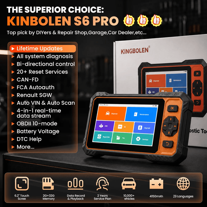 KINGBOLEN S6 Pro Bi-directional Scan Tool with 20 Resets | Lifetime Free Update