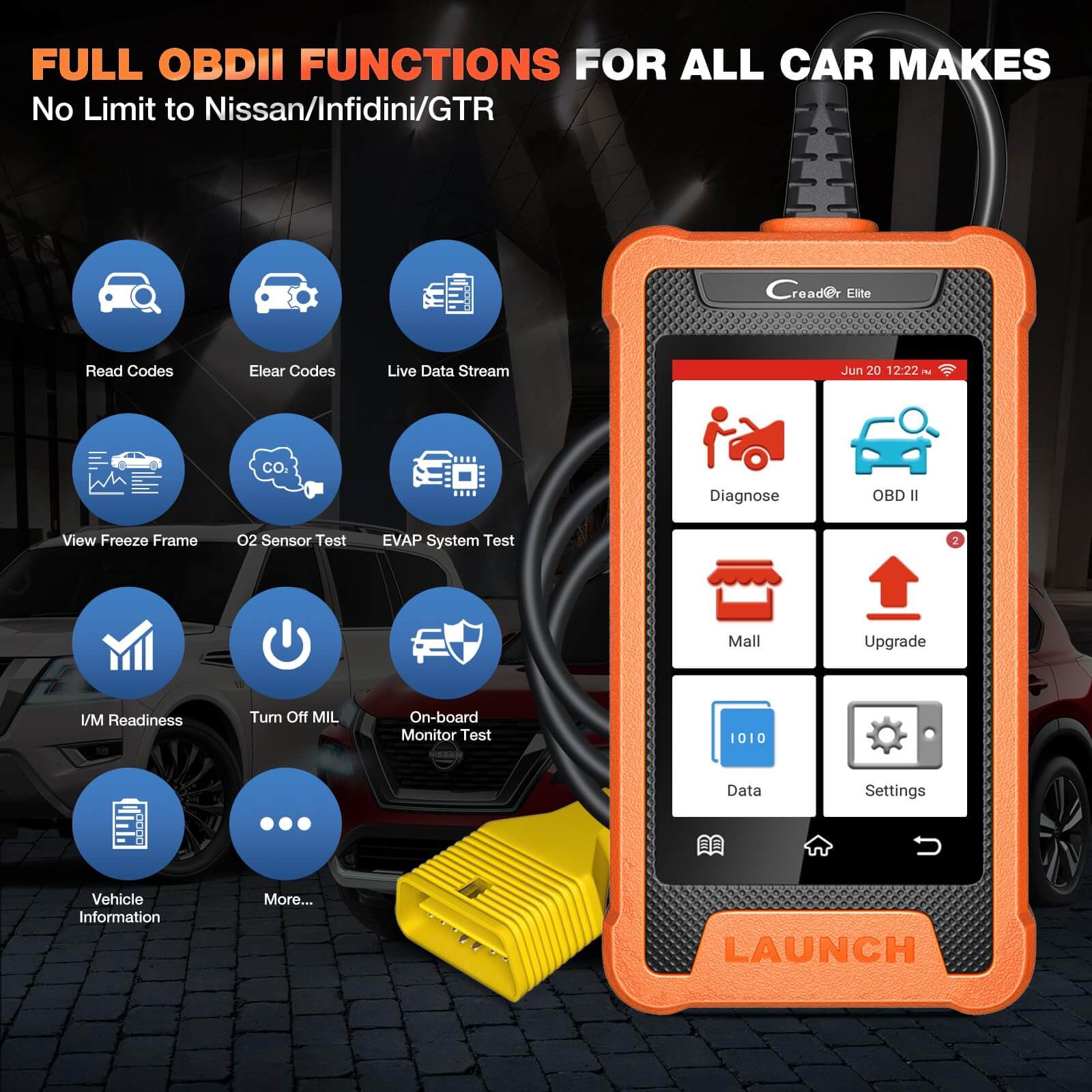 LAUNCH X431 Creader Elite For Nissan for Infiniti Bi directional Diagnostic Scanner ALL System Code Reader(Support Infiniti, Nissan GTR, Dongfeng Nissan, Venucia)