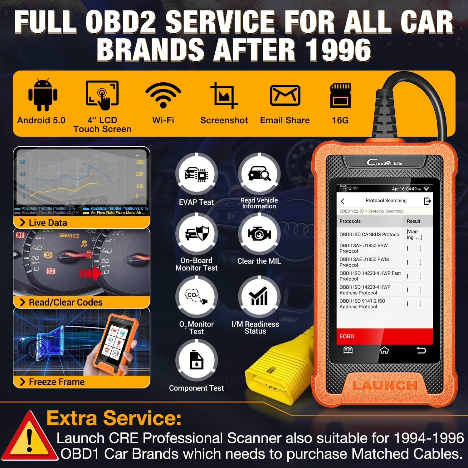 LAUNCH X431 Creader Elite For Ford Code Reader Bidirectional Diagnostic Tool Scanner(Support Lincoln, Ford China, Mazda)