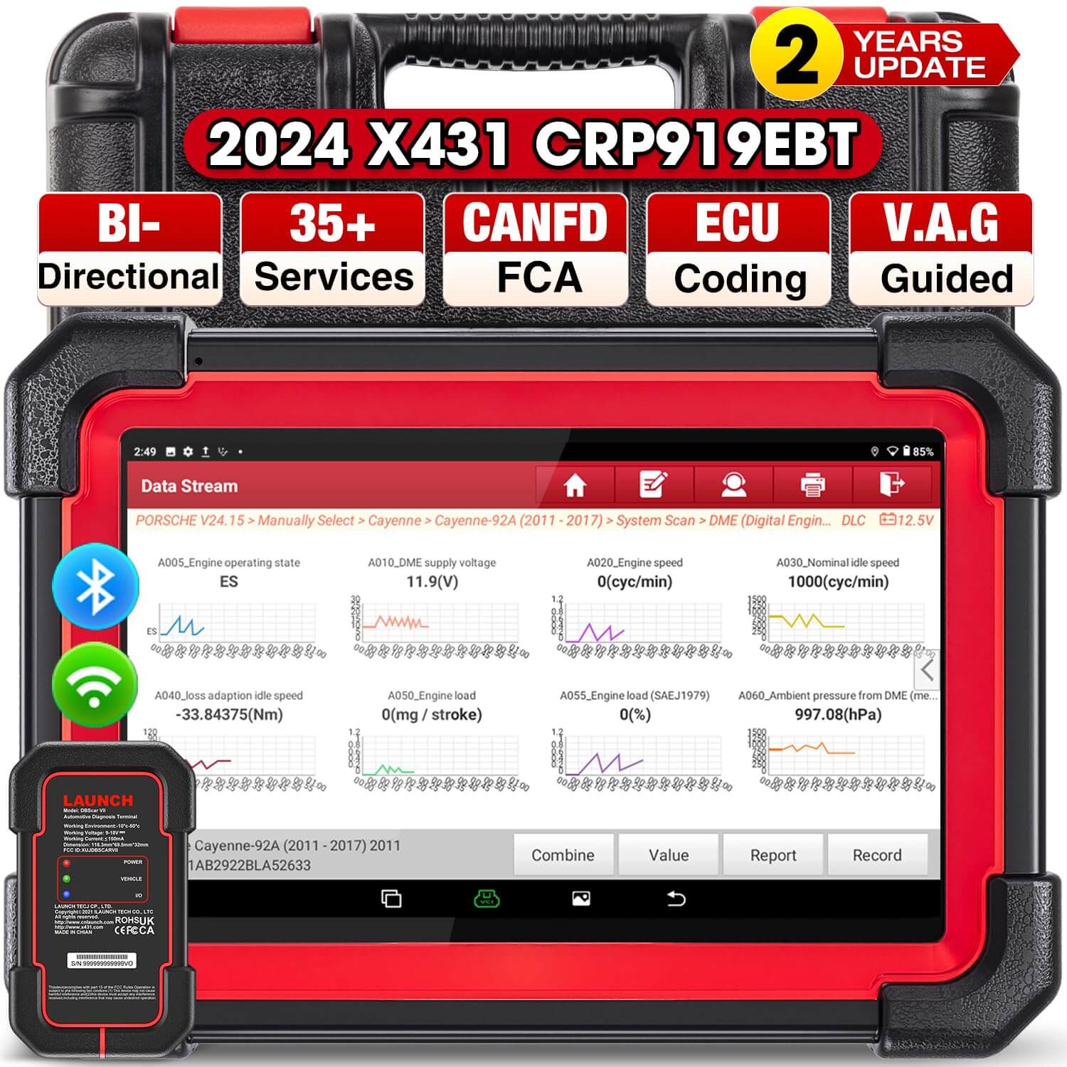LAUNCH® X431 CRP919EBT Wireless CAN-FD OBD2 Sanner with Bi-directional ECU Coding Functions