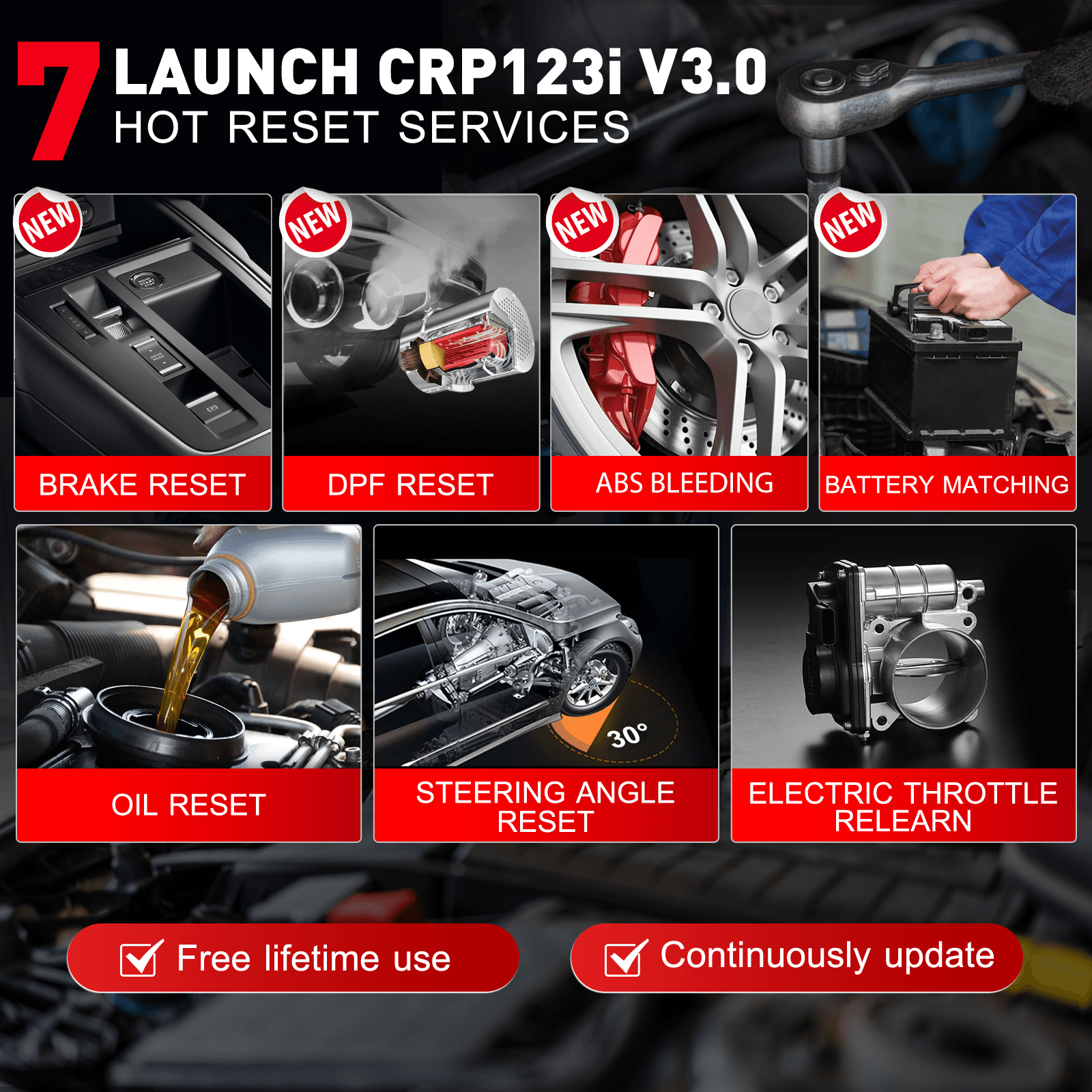 LAUNCH CRP123i V3.0 64GB OBD2 Diagnosegerät Auto Profi kfz Tester 4 System diagnosegerät mit EPB, DPF, Öl, SAS, BMS, ABS-Blutung, Throttle, CAN FD & DoIP, AUTO VIN, Lebenslange Updates
