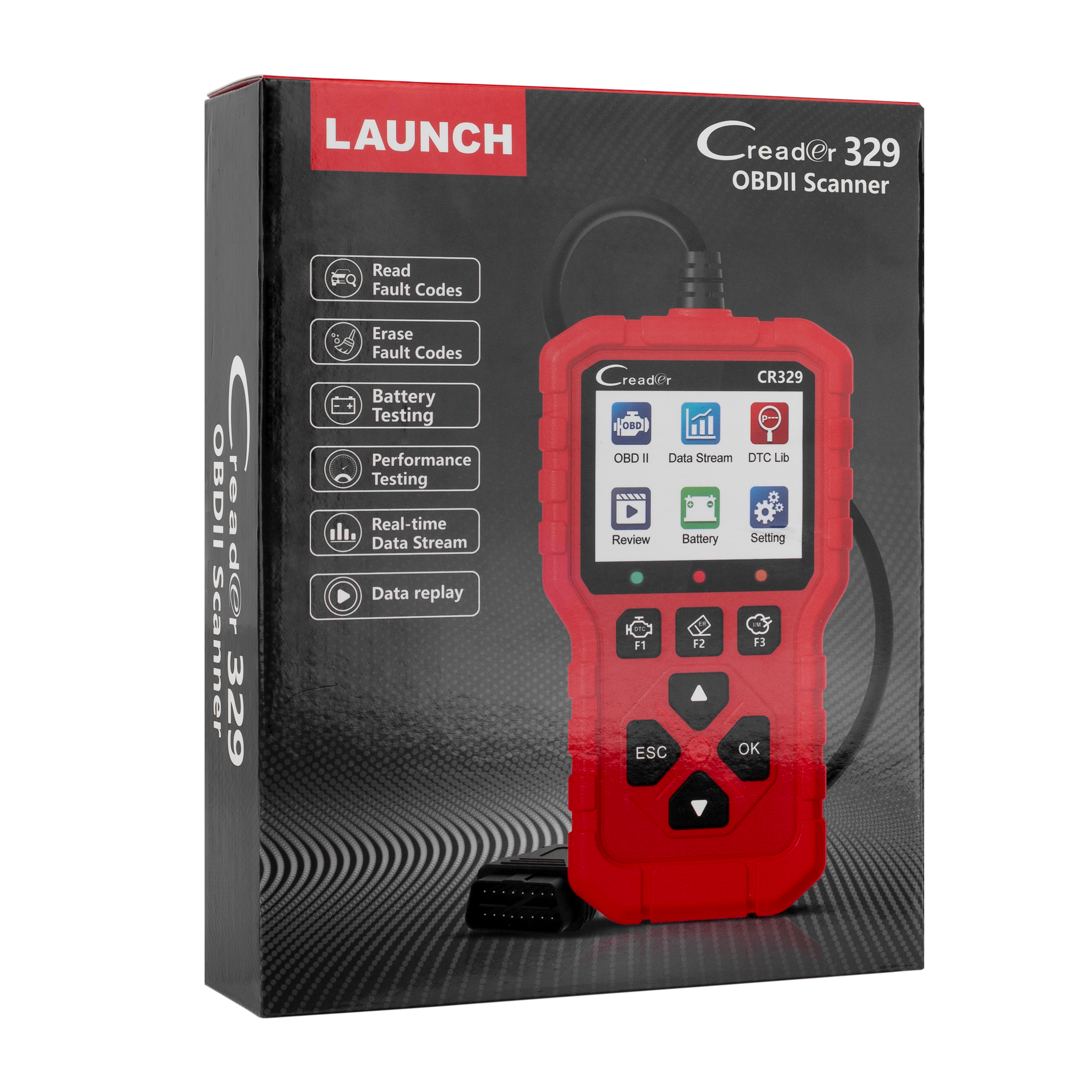 LAUNCH CR329 OBD2 Diagnosis | Maquina Diagnosis Coche Multimarca (Rojo) Analizador Motor | Test Batería, Diagnostica fallos Check Engine al instante | Datos en tiempo real | Para coches 1996-2026