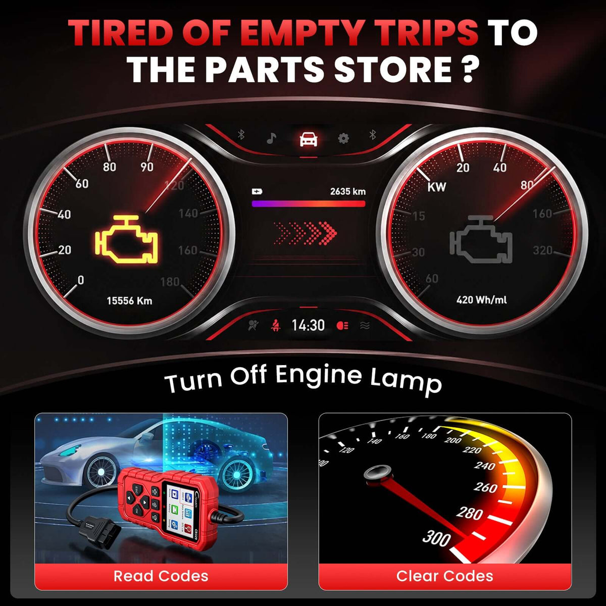 LAUNCH CR329 OBD2 Diagnosis | Maquina Diagnosis Coche Multimarca (Rojo) Analizador Motor | Test Batería, Diagnostica fallos Check Engine al instante | Datos en tiempo real | Para coches 1996-2026