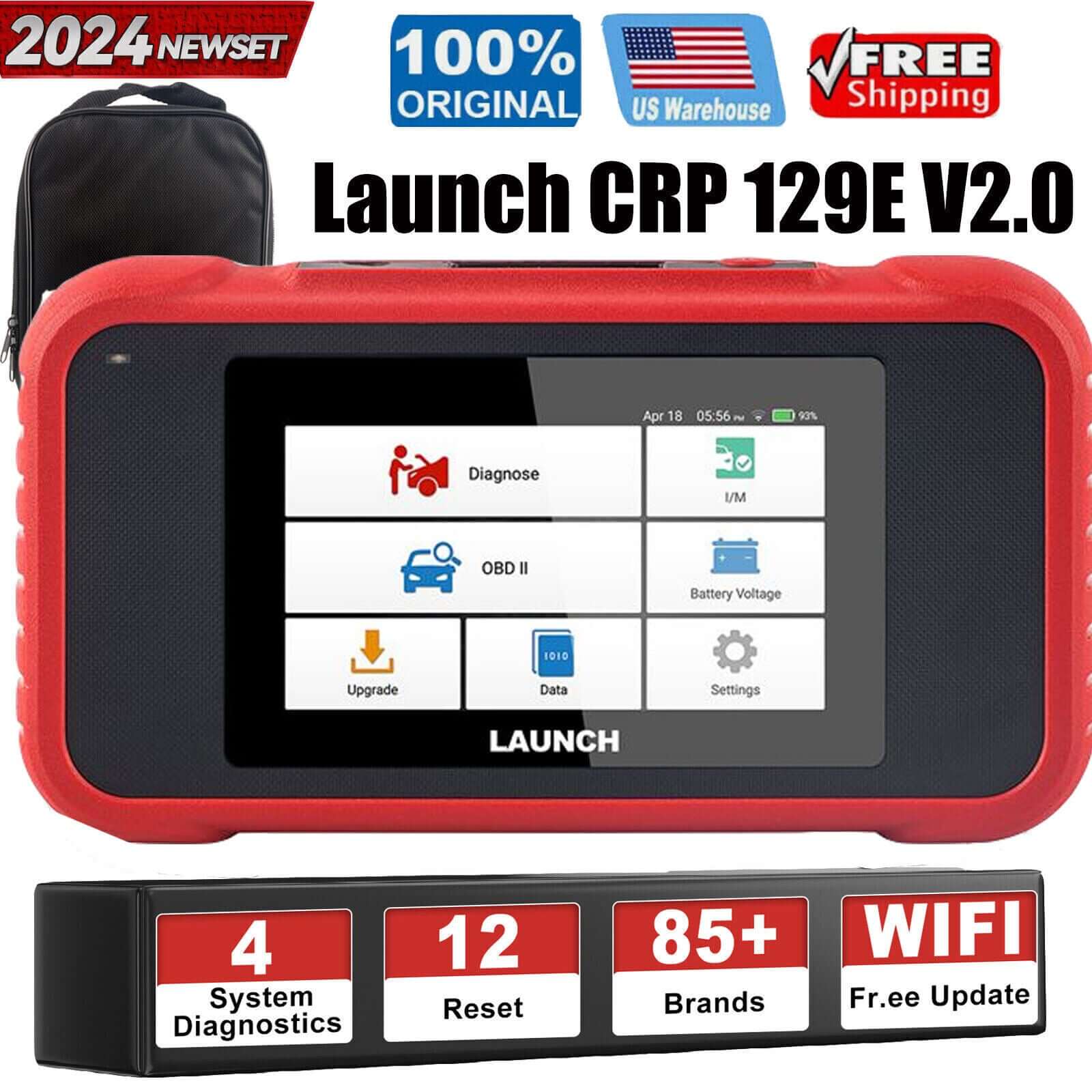 2025 LAUNCH CRP129E V2.0 Elite OBD2 Scanner – Engine/ABS/SRS/Transmission Code Reader, 12 Resets incl. Injector Coding, ABS Bleed, Oil/EPB/TPMS, FCA AutoAuth, Auto VIN, Free Lifetime Updates