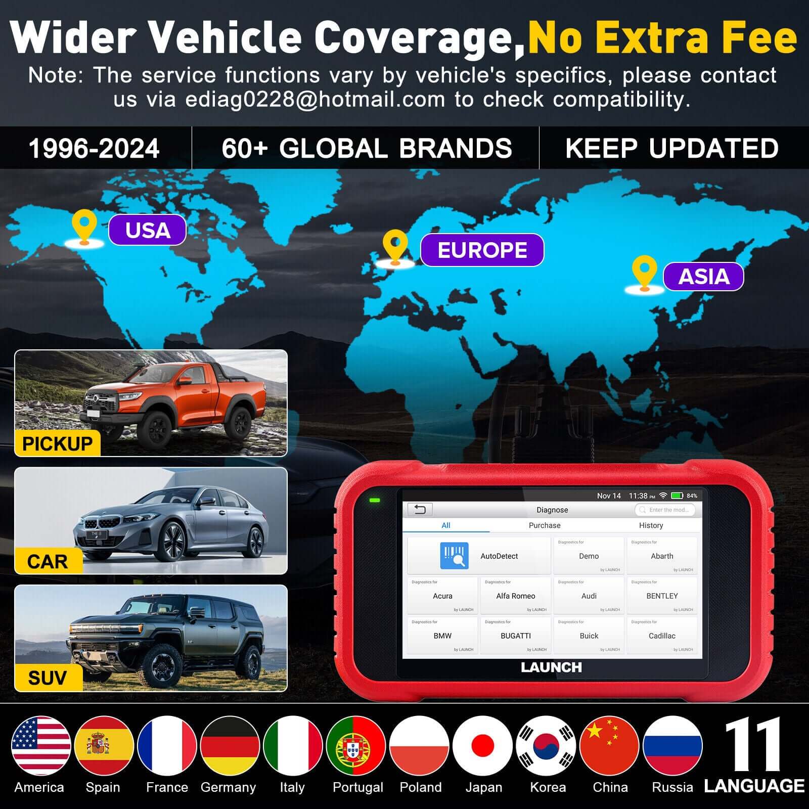 2025 LAUNCH CRP129E V2.0 Elite OBD2 Scanner – Engine/ABS/SRS/Transmission Code Reader, 12 Resets incl. Injector Coding, ABS Bleed, Oil/EPB/TPMS, FCA AutoAuth, Auto VIN, Free Lifetime Updates