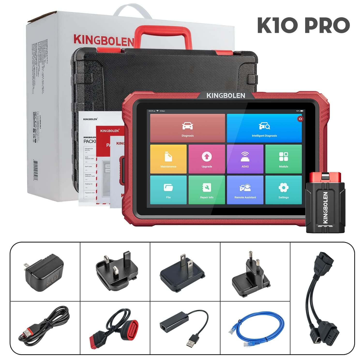 2025 Kingbolen K10 PRO CANFD&Doip Bluetooth Obd2 Scanner 40+ Resets All System Car Diagnostic Tools With ECU Coding Active Test Guide Function