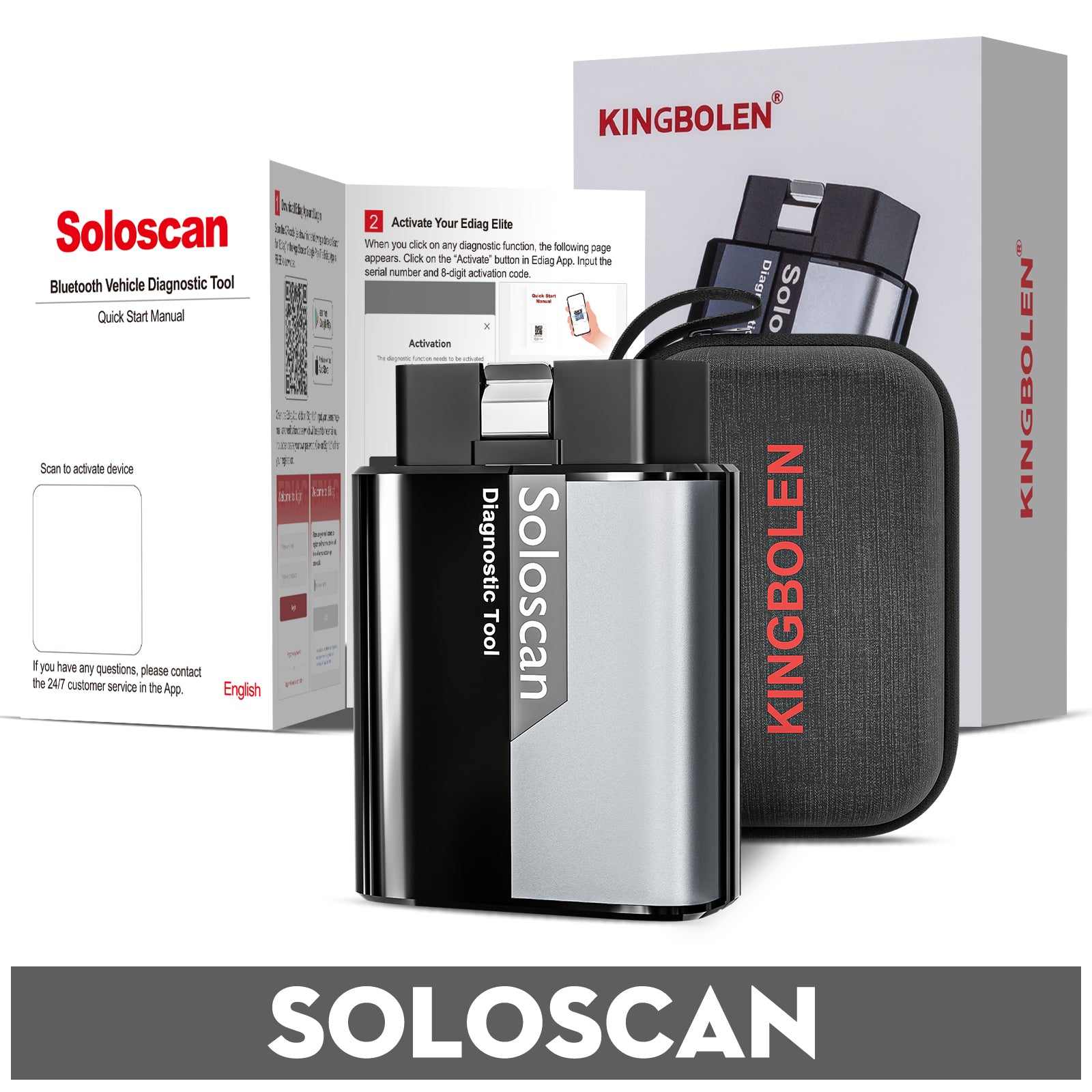 KINGBOLEN SOLOSCAN OBD2 Bluetooth Scanner for Land Rover & Jaguar– Lifetime Free Updates, Bi-Directional Control, ECU Coding & Full System Diagnostics