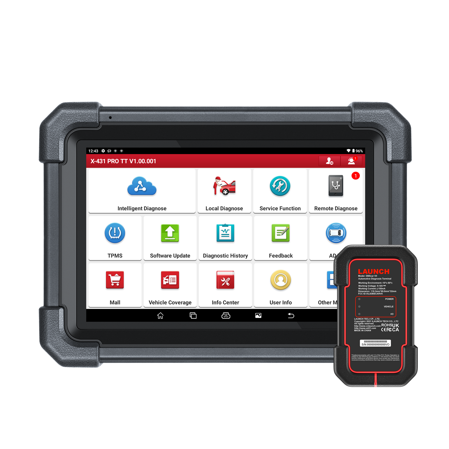 LAUNCH® X431 PRO TT Bidirectional Scan Tool with DBSCar VII Connector,37+ Reset for All Cars,ECU Online Coding,CANFD Key IMMO,