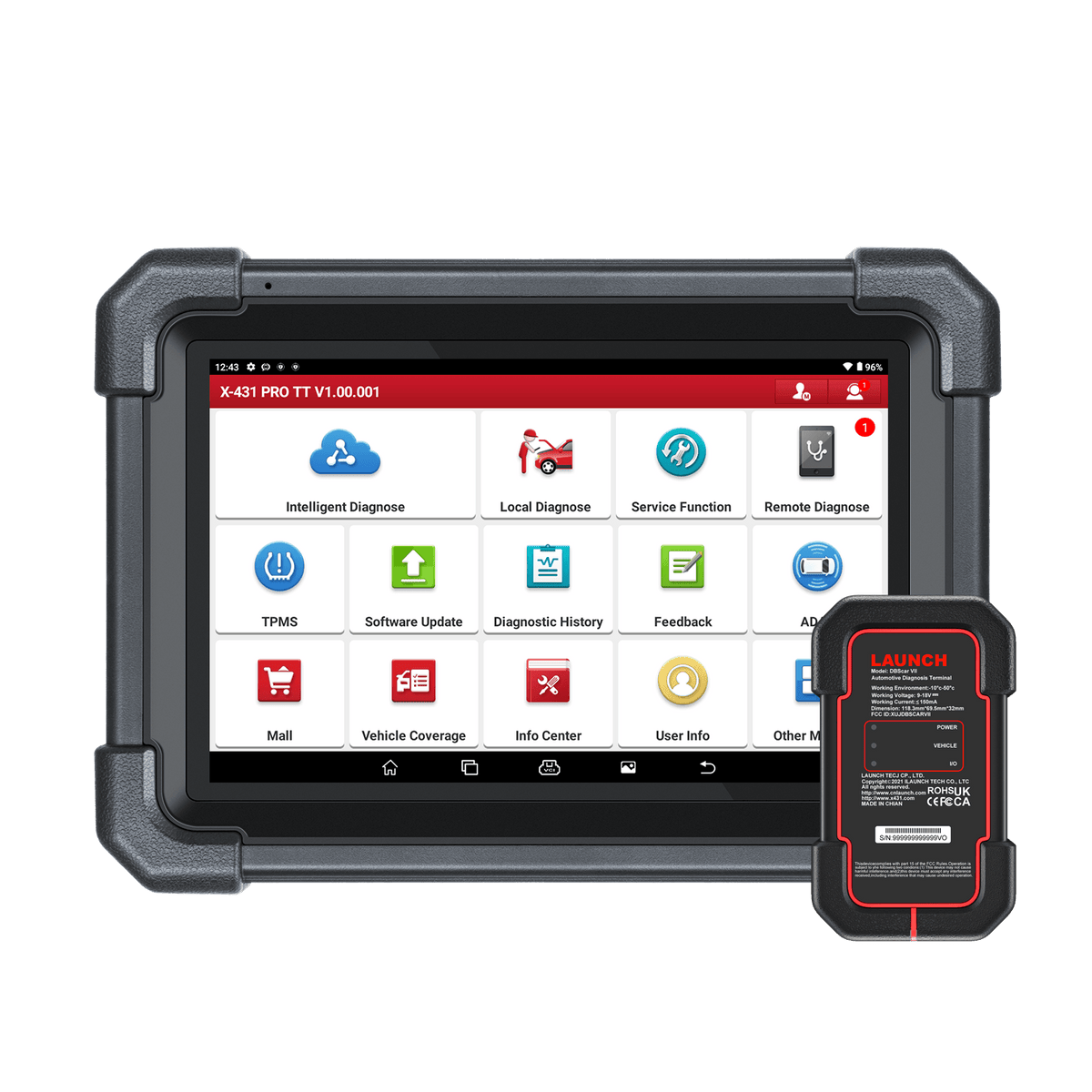 LAUNCH® X431 PRO TT Bidirectional Scan Tool with DBSCar VII Connector,37+ Reset for All Cars,ECU Online Coding,CANFD Key IMMO,
