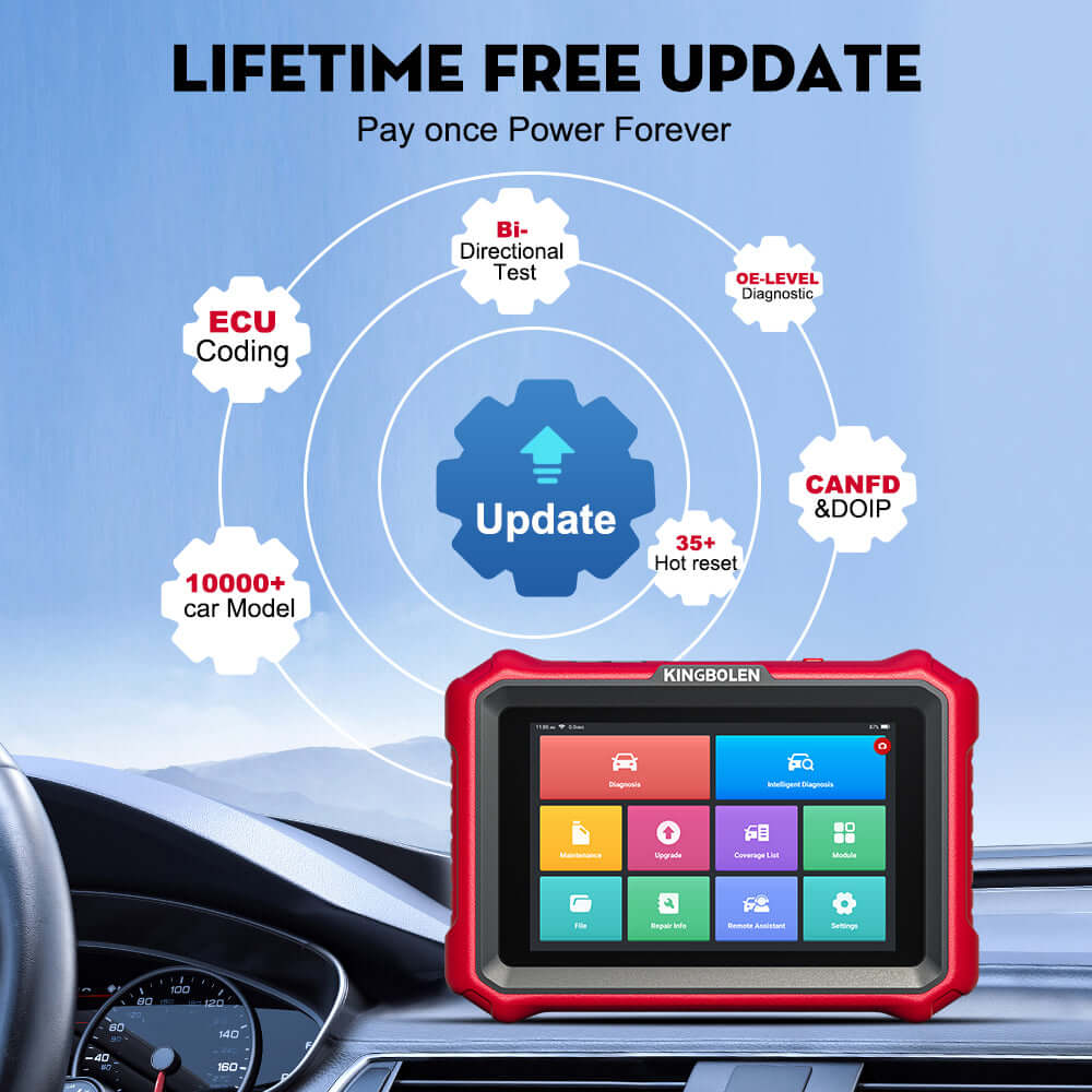KINGBOLEN K8 PRO:OE-LEVEL Car Diagnostic Tool with Lifetime Free Updates, Bluetooth 8" Wireless Scanner, ECU Coding, Bi-Directional, 34+ Reset, CANFD, DOIP, FCA AutoAuth