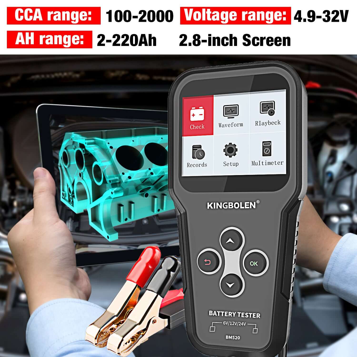 KINGBOLEN® BM520 6V 12V 24V Auto Battery Tester