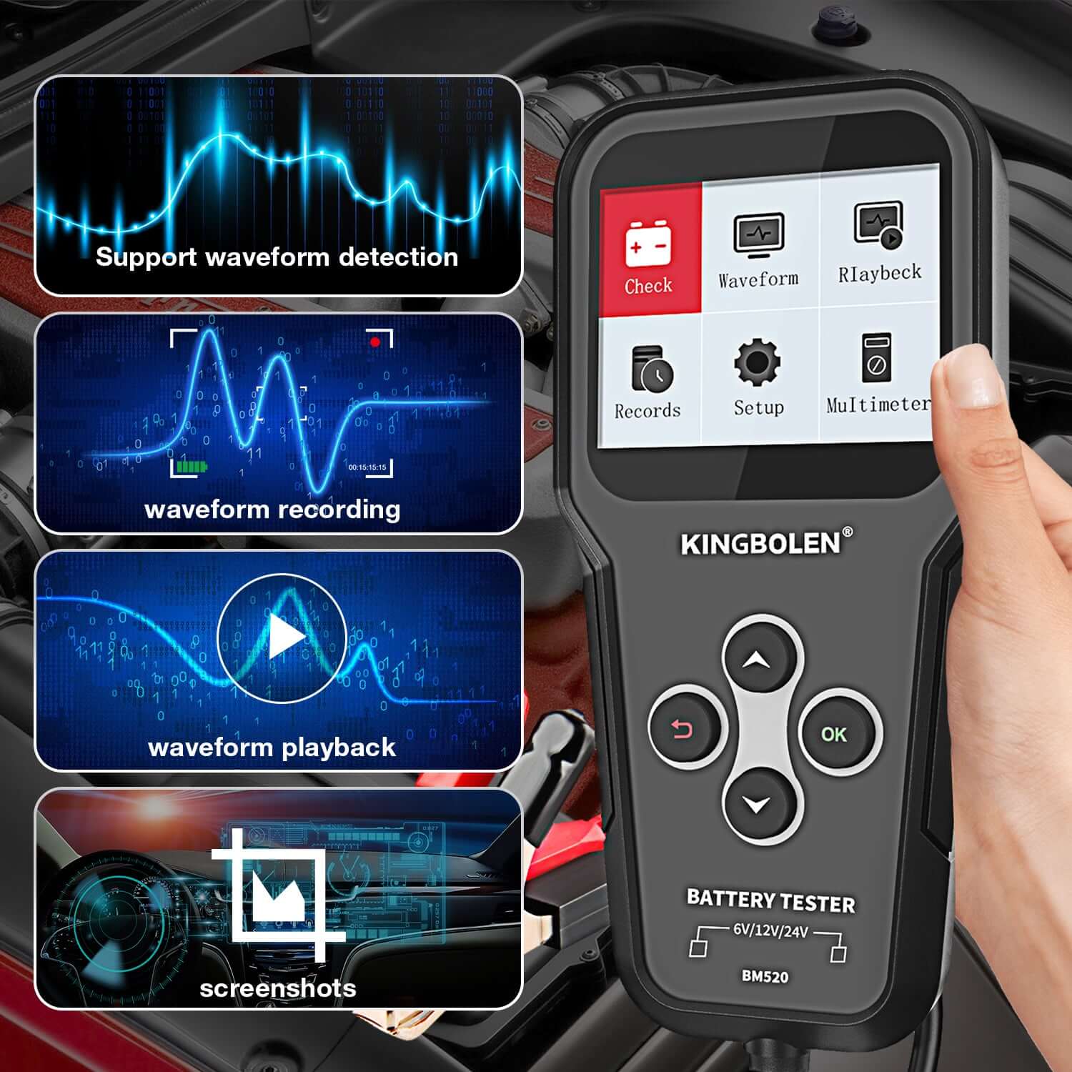 KINGBOLEN® BM520 6V 12V 24V Auto Battery Tester