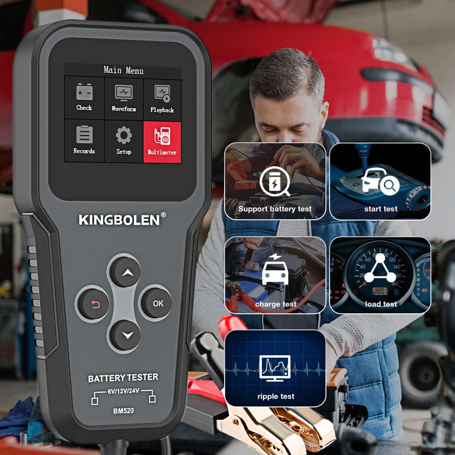 KINGBOLEN® BM520 6V 12V 24V Auto Battery Tester
