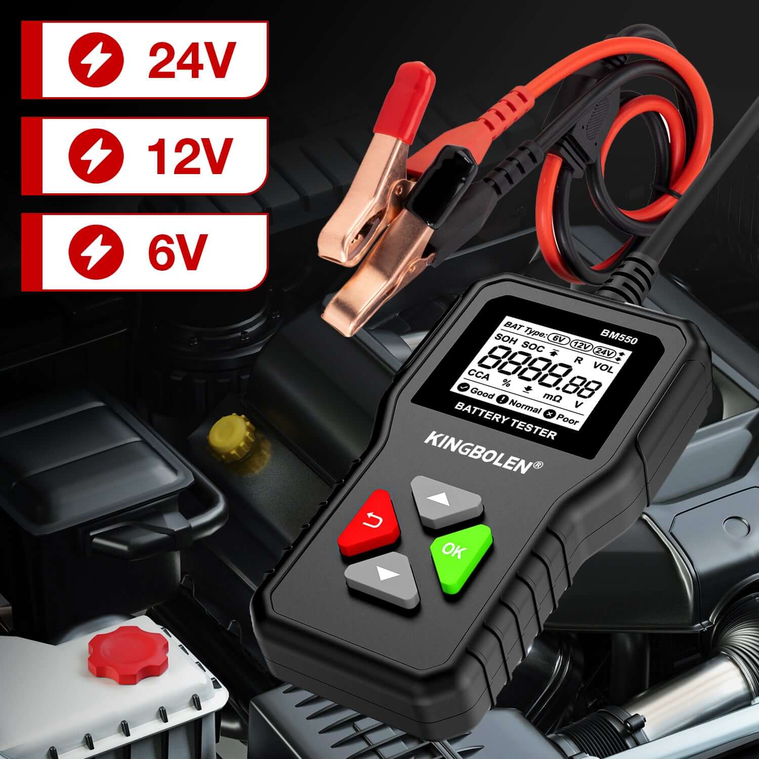 KINGBOLEN BM550 Newest 6V 12V 24V Automotive Battery Tester