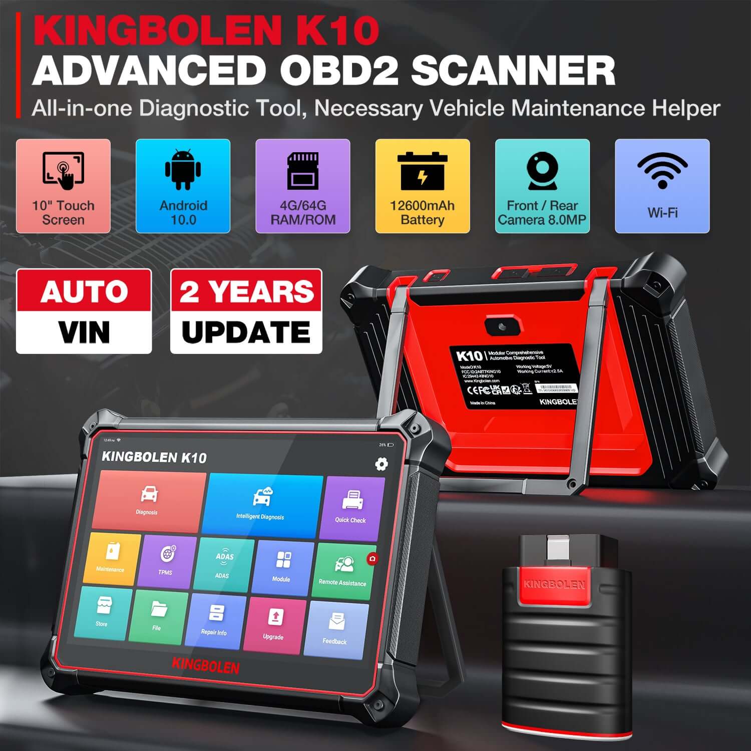 KINGBOLEN® K10 All Systems ECU Coding And Bidirectional Test OBD2 Scanner