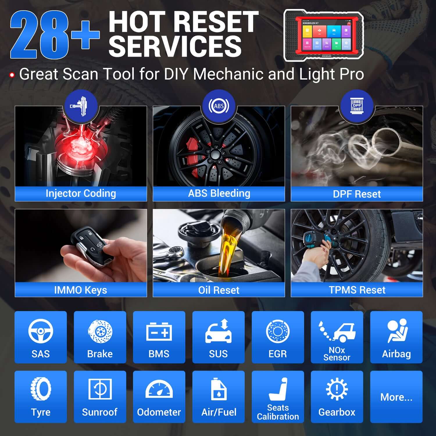 KINGBOLEN® K7 All Systems Bidirectional Test Bluetooth OBD2 Scan Tool with 3 Years Free update