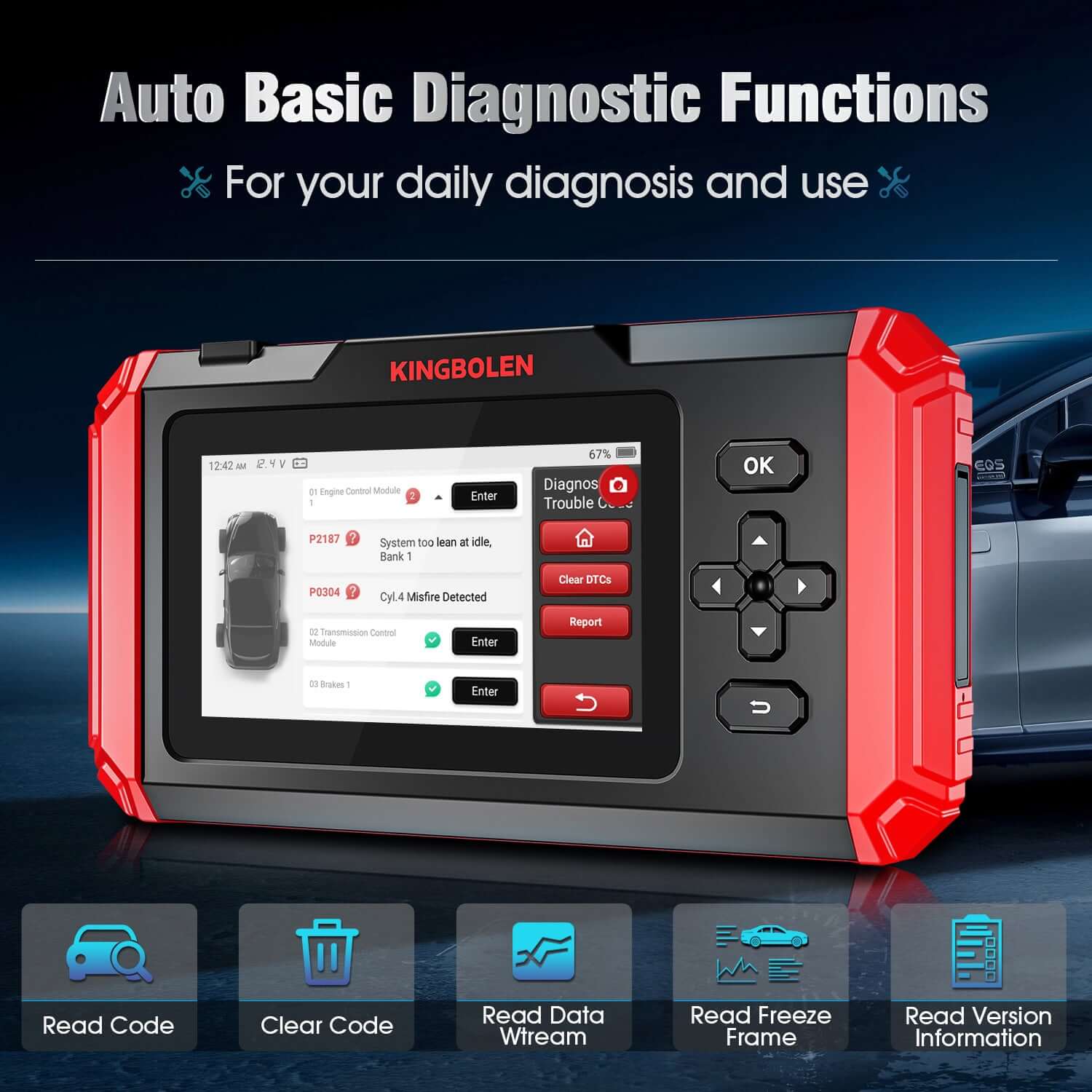 KINGBOLEN® S500 S600 S800 4 Systems OBD2 Scanner with Reset Functions