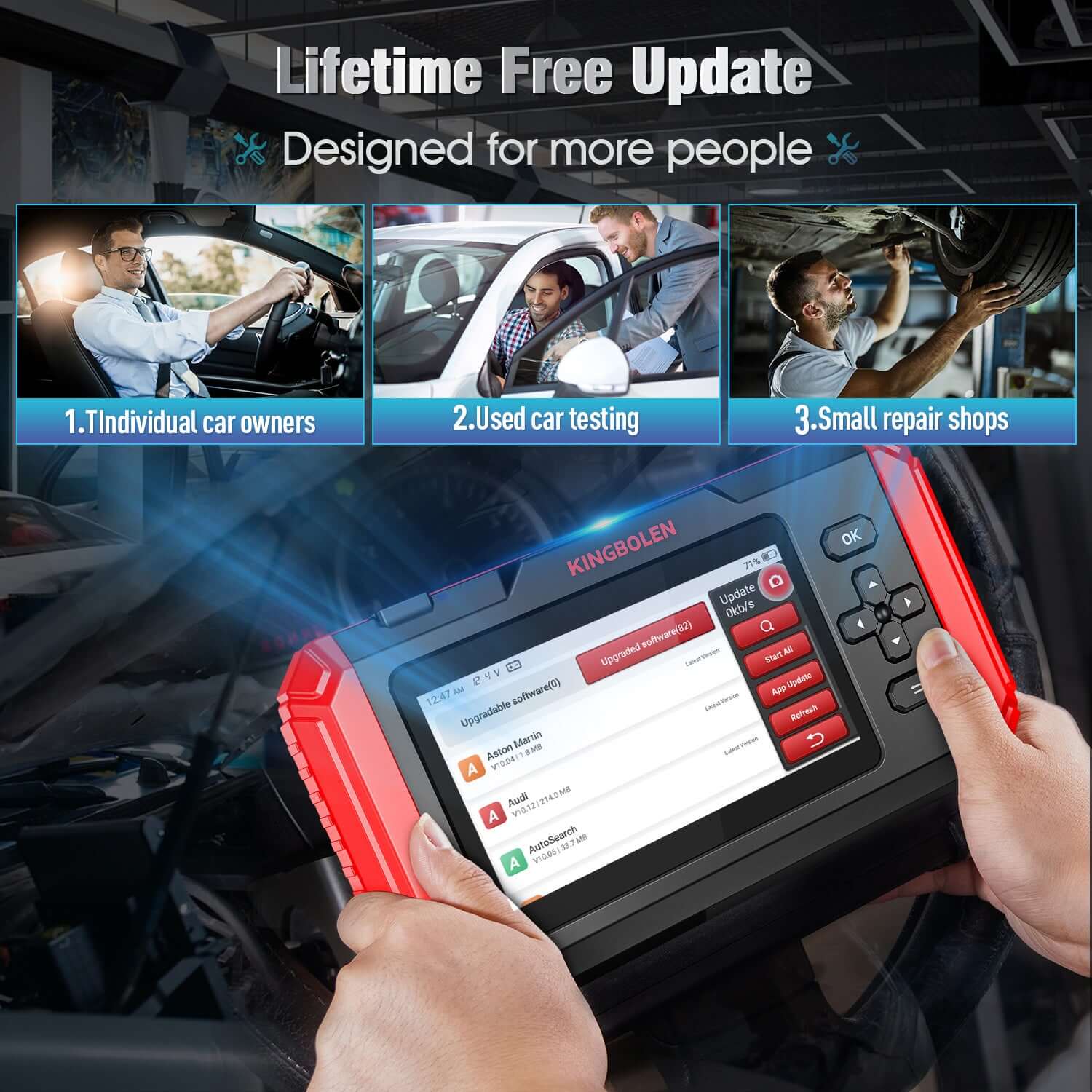 KINGBOLEN® S500 S600 S800 4 Systems OBD2 Scanner with Reset Functions