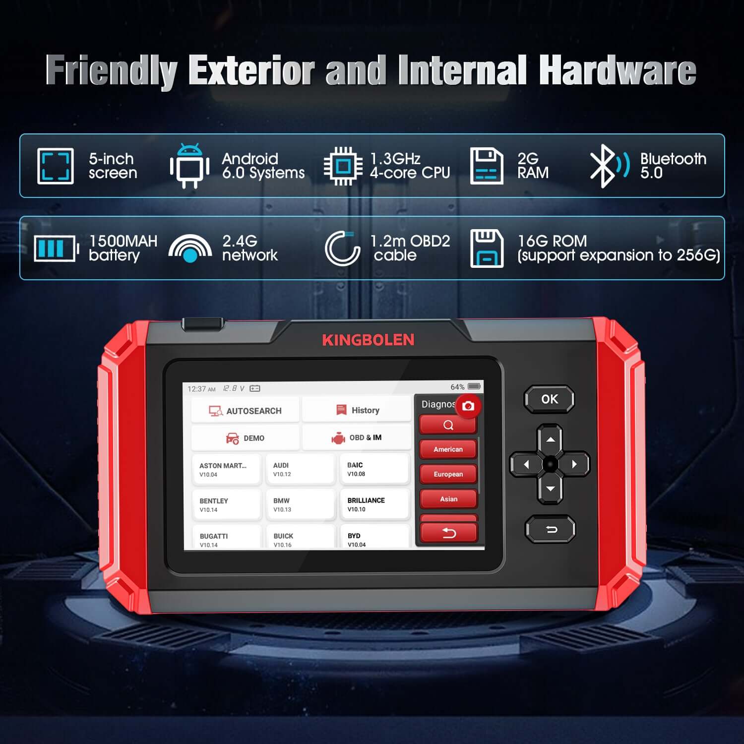 KINGBOLEN® S500 S600 S800 4 Systems OBD2 Scanner with Reset Functions