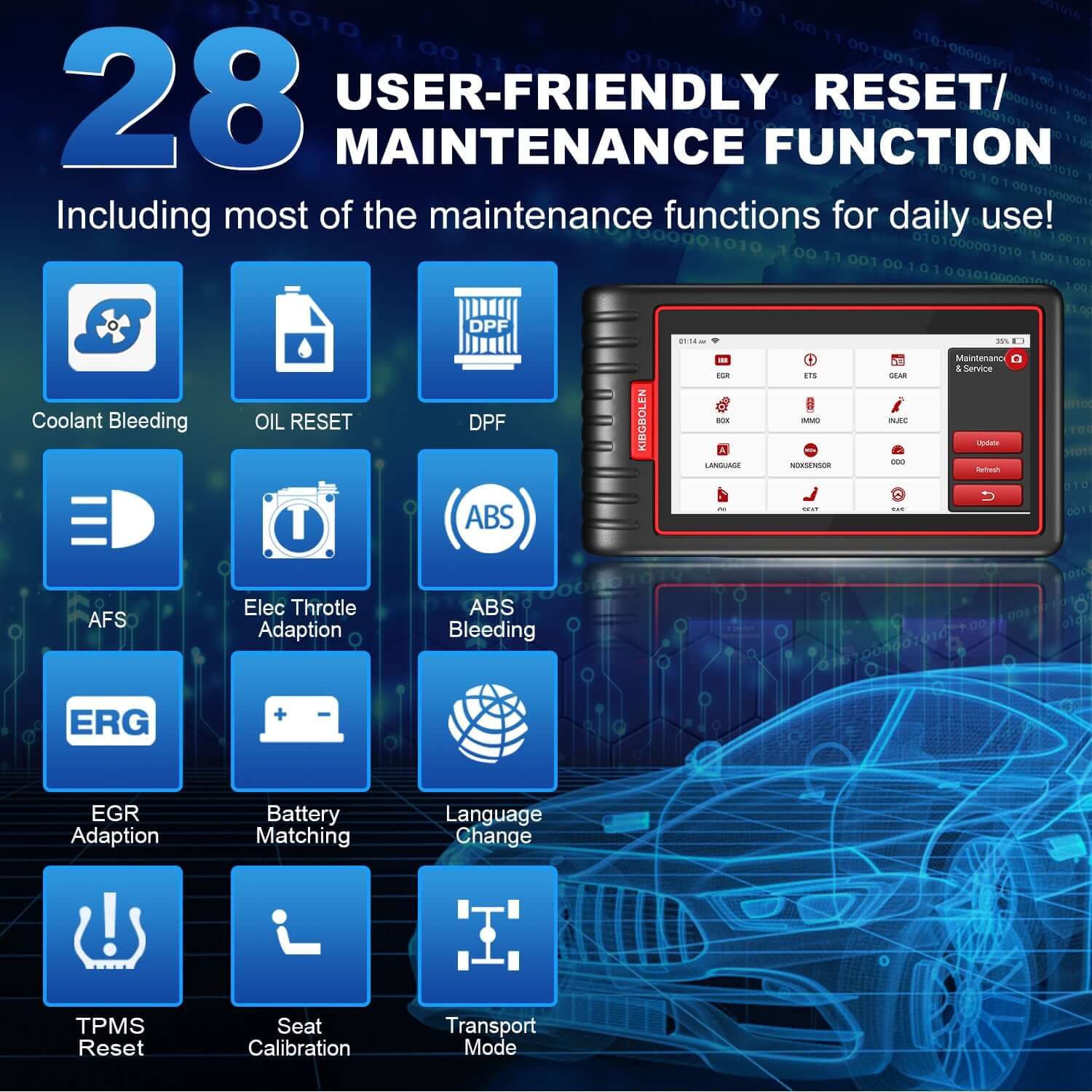 KINGBOLEN® S6 Bluetooth OBD2 Scanner with 28 Reset Functions and Lifetime Free Update